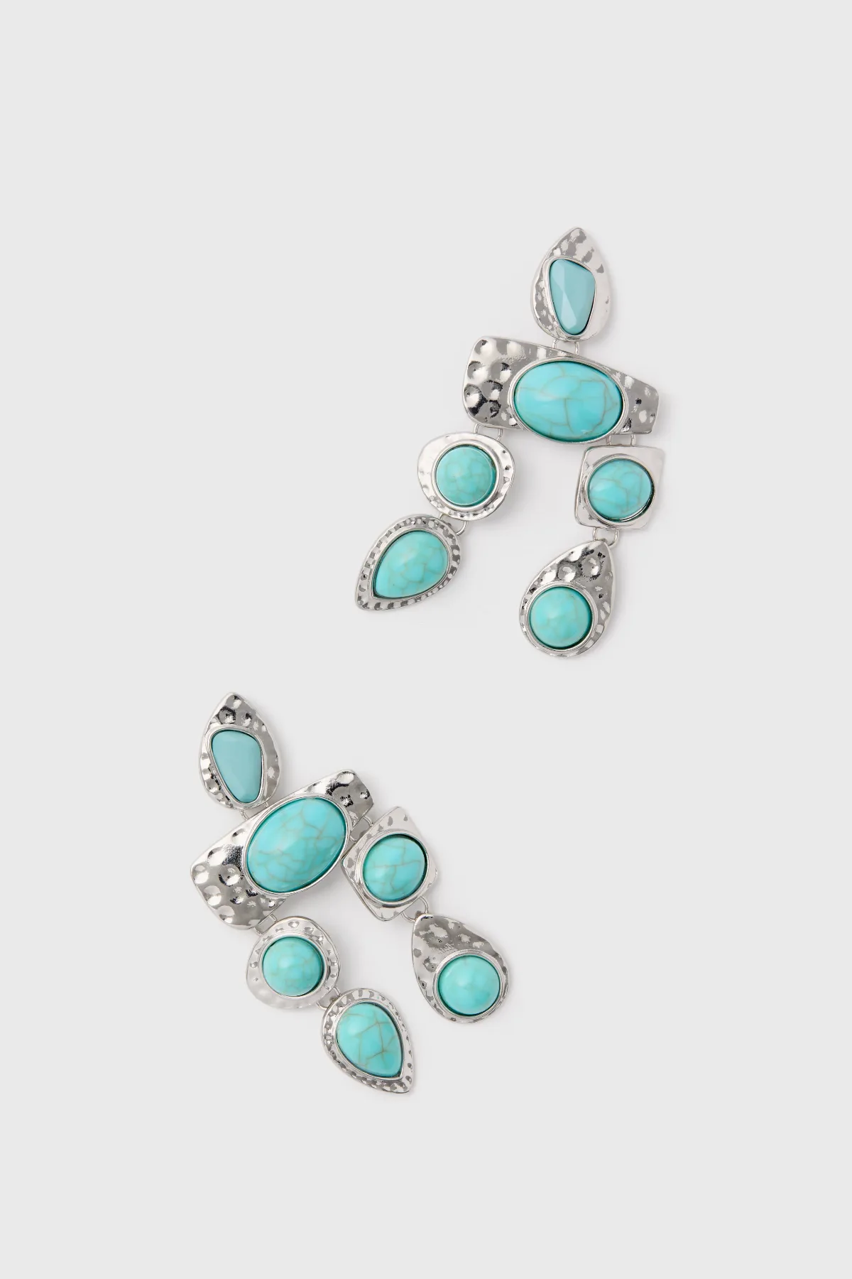 Silver Turquoise Stone Earrings by Petit Moments