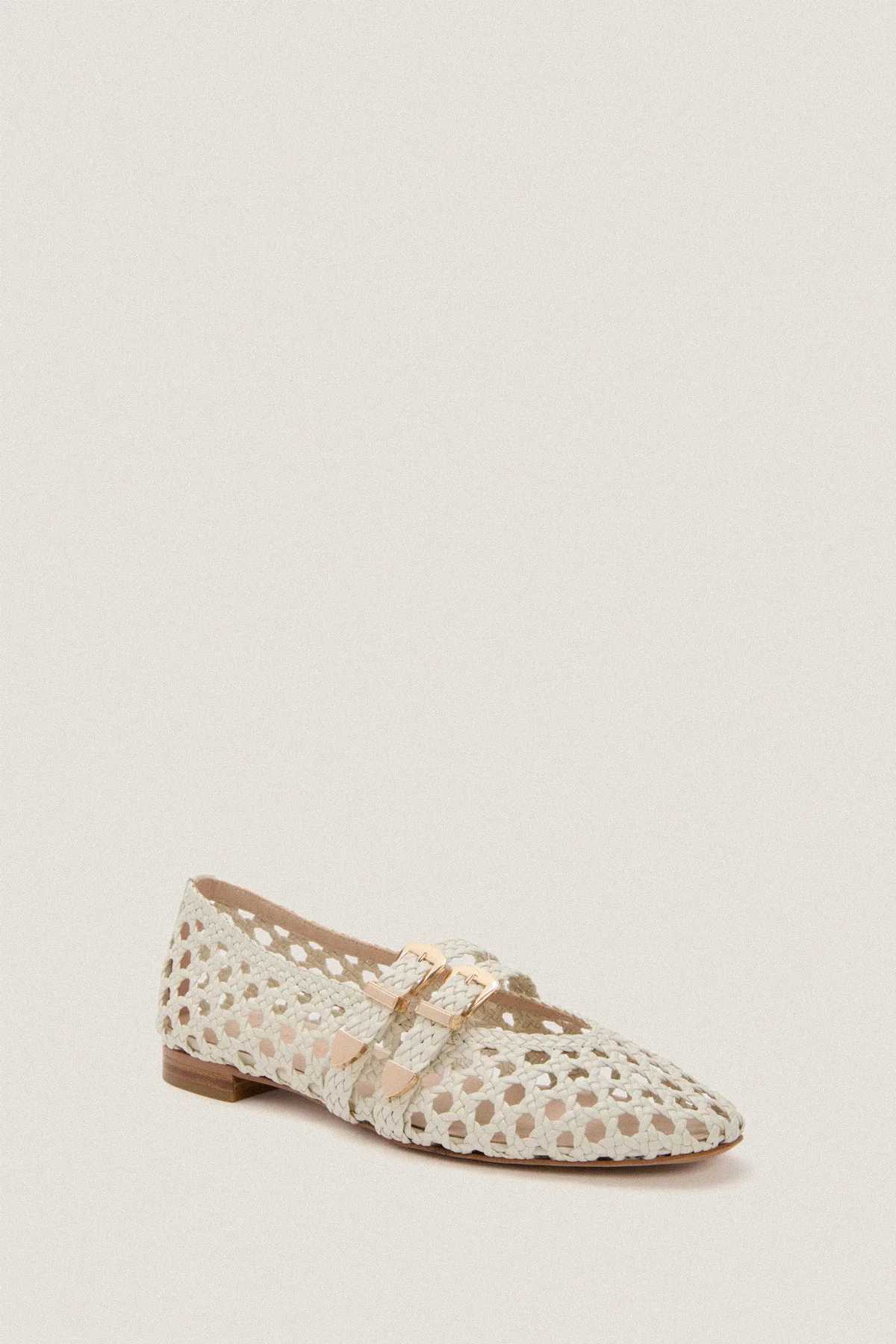 White Woven Buckle Nina Flats by Tuckernuck Shoes