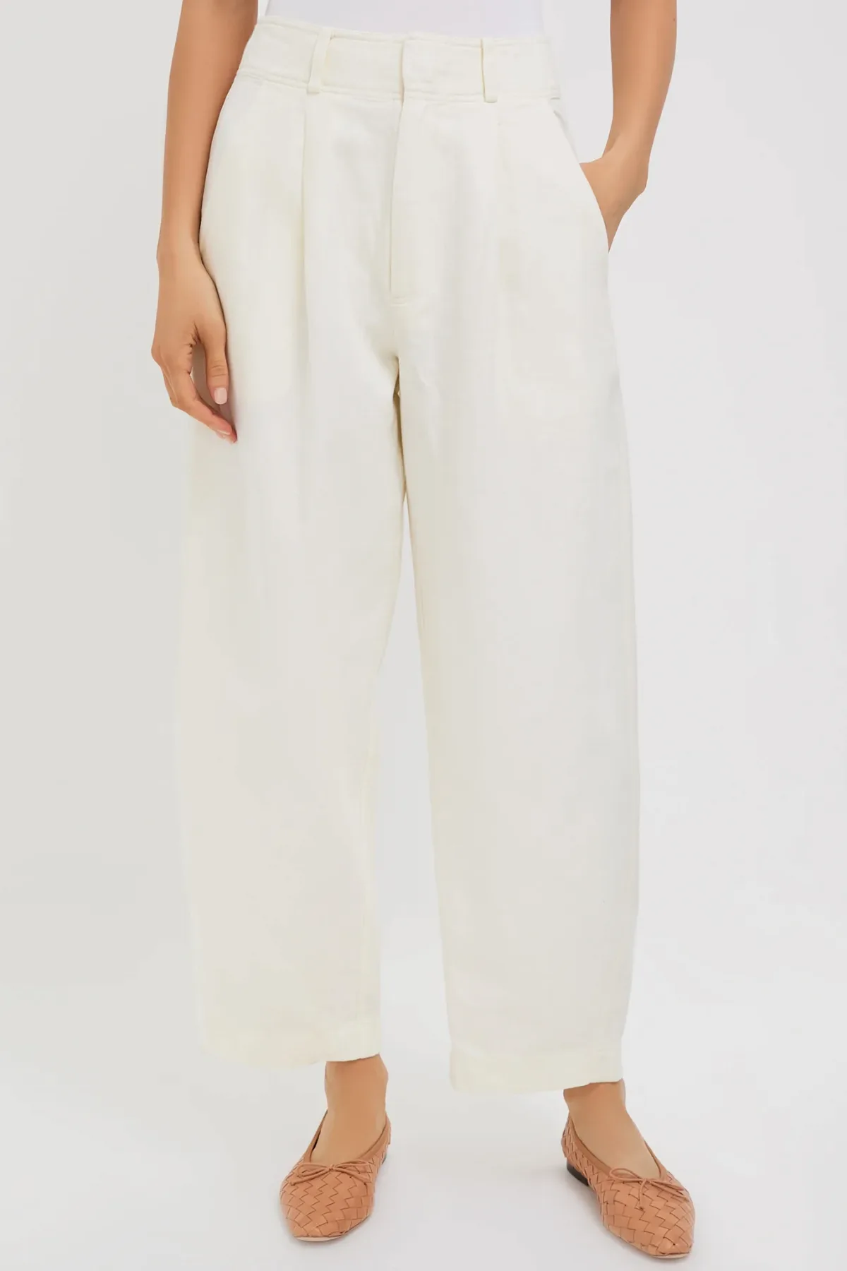 Cream Bari Cropped Trouser by Apiece Apart