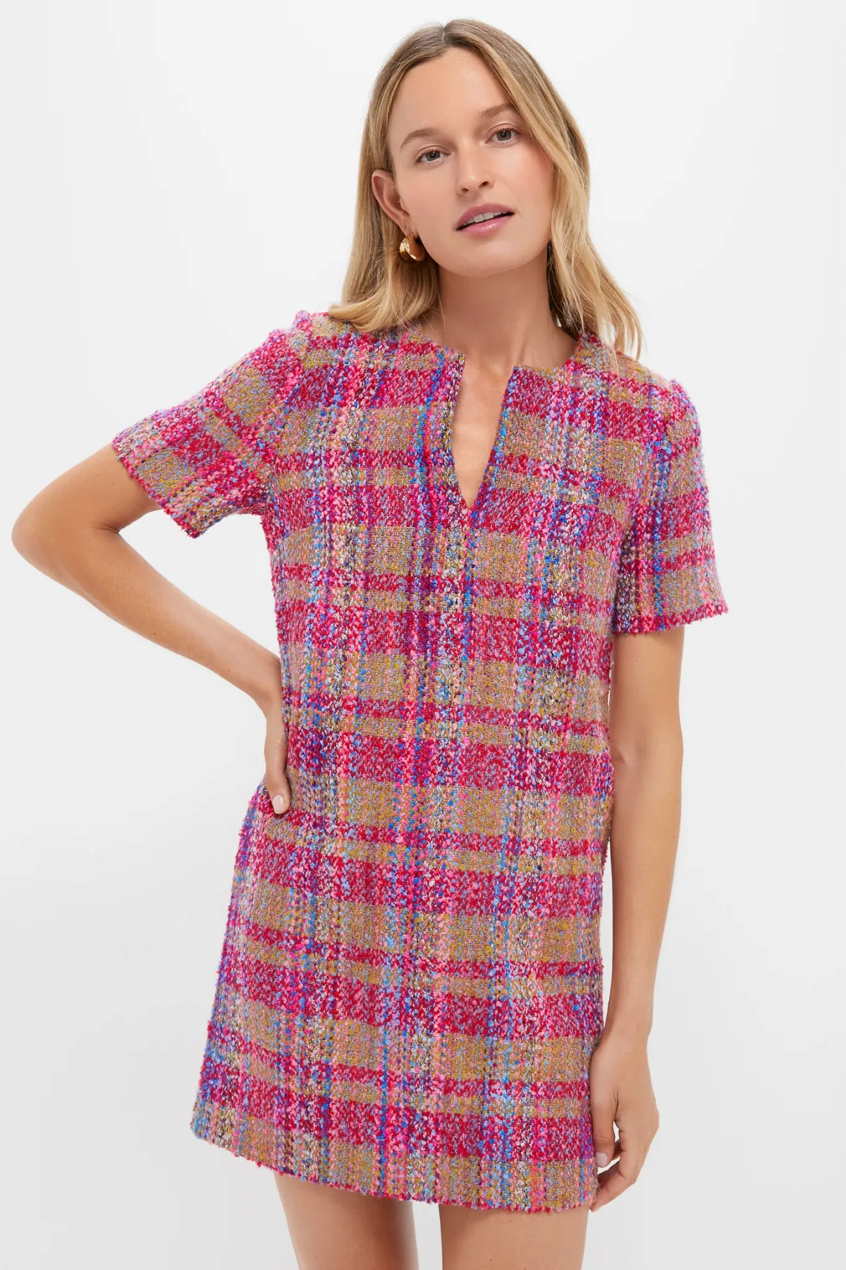 Pink Multi Tweed Eadie Mini Dress by Hyacinth House