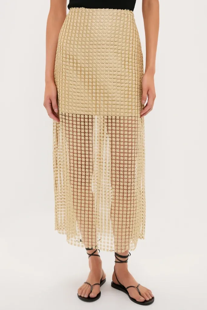Gold Metallic Star Lace Eve Skirt by Tuckernuck