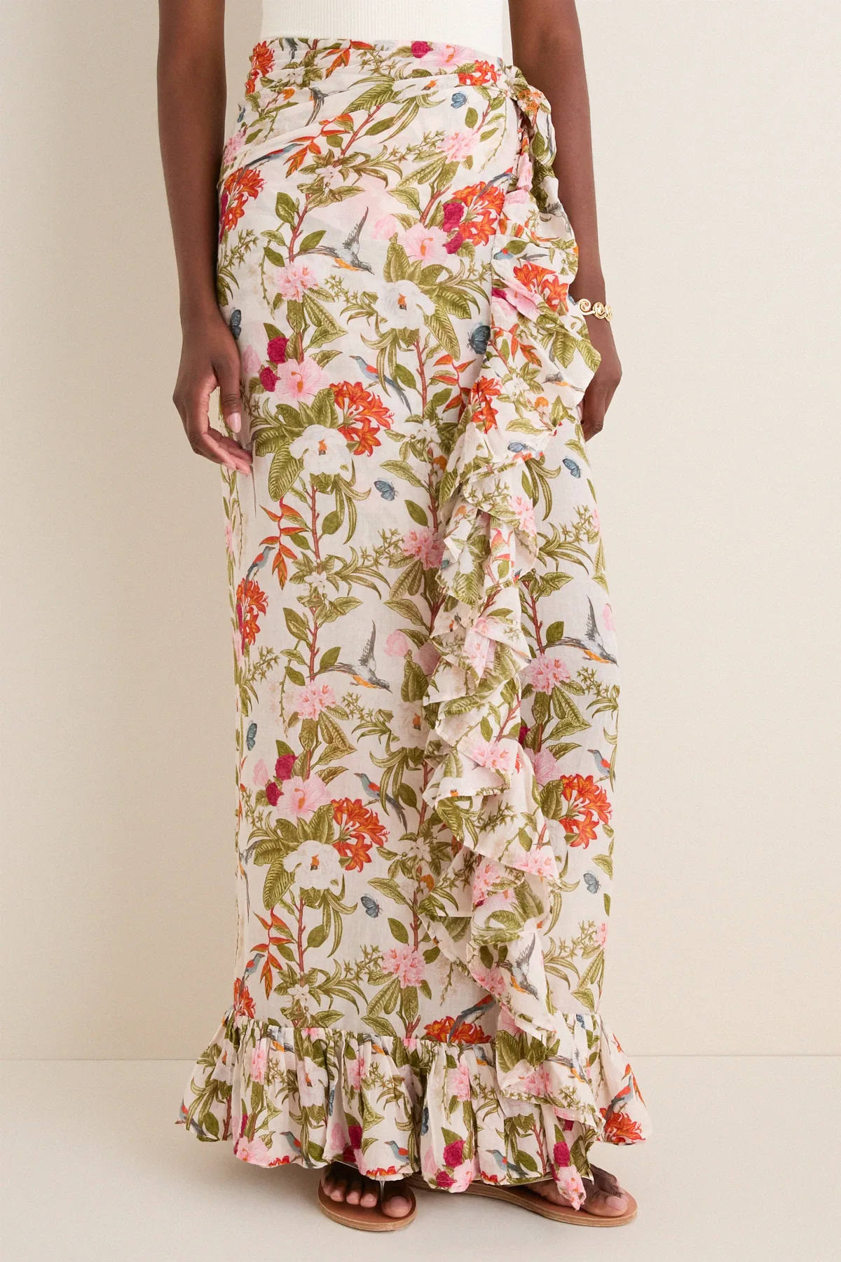Land of Flowers Blossoms Ruffle Power Pareo by Coniglio Palm Beach