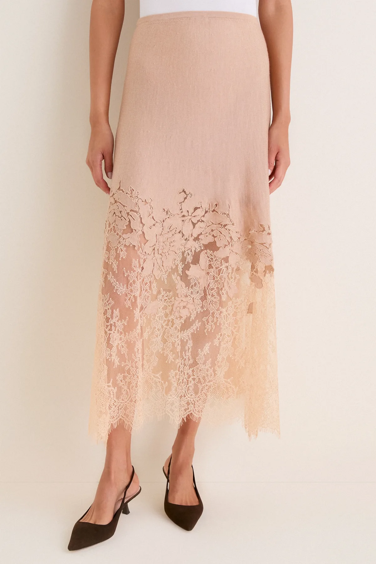 Almond Josina Lace Midi Skirt by Ulla Johnson
