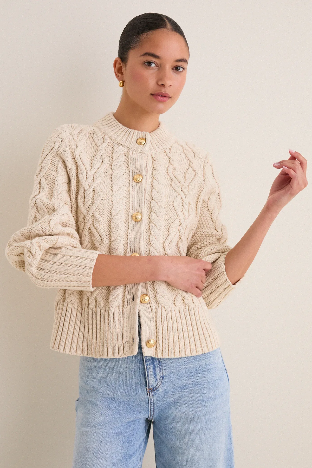Sandstone Cotton Colette Cardigan by Tuckernuck