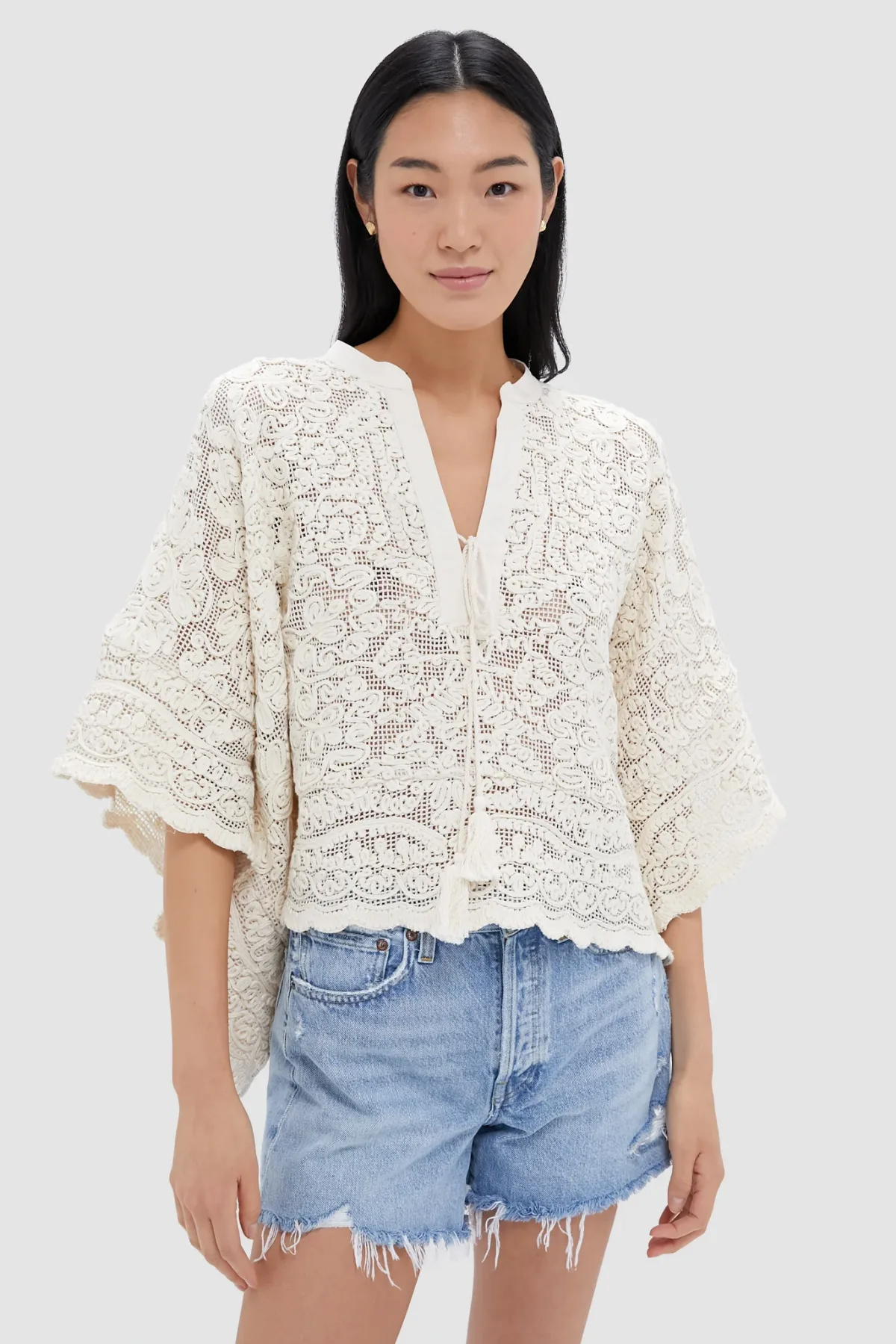Tan Lace Apollo Poncho by Tuckernuck