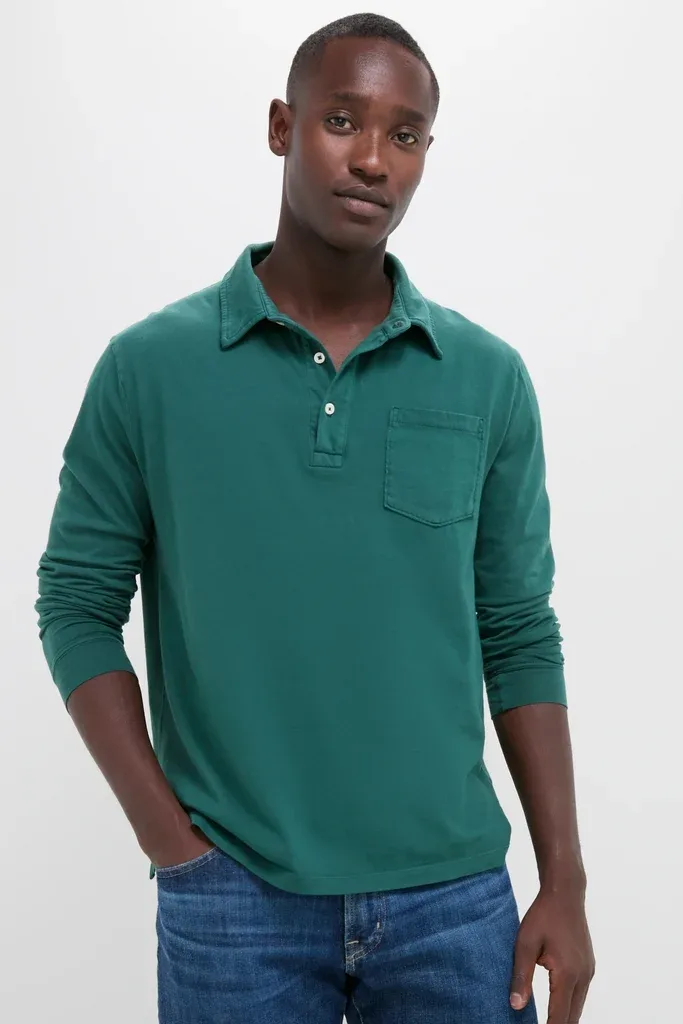 Washed Pine Long Sleeve Hudson Polo by Spruce