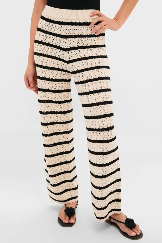 Black & Tan Stripe Portimao Pants by Hyacinth House
