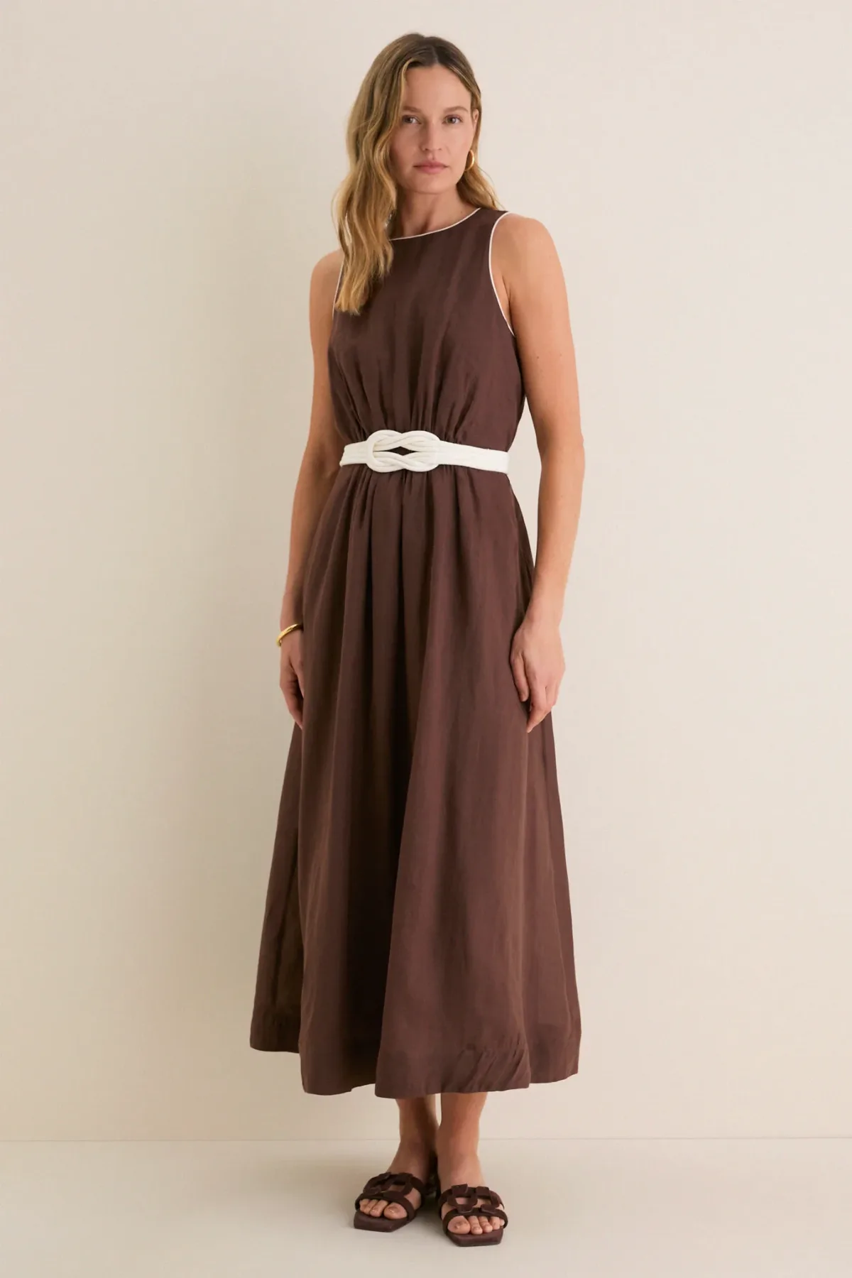 Chestnut Rope Belt Leonie Dress by Tuckernuck