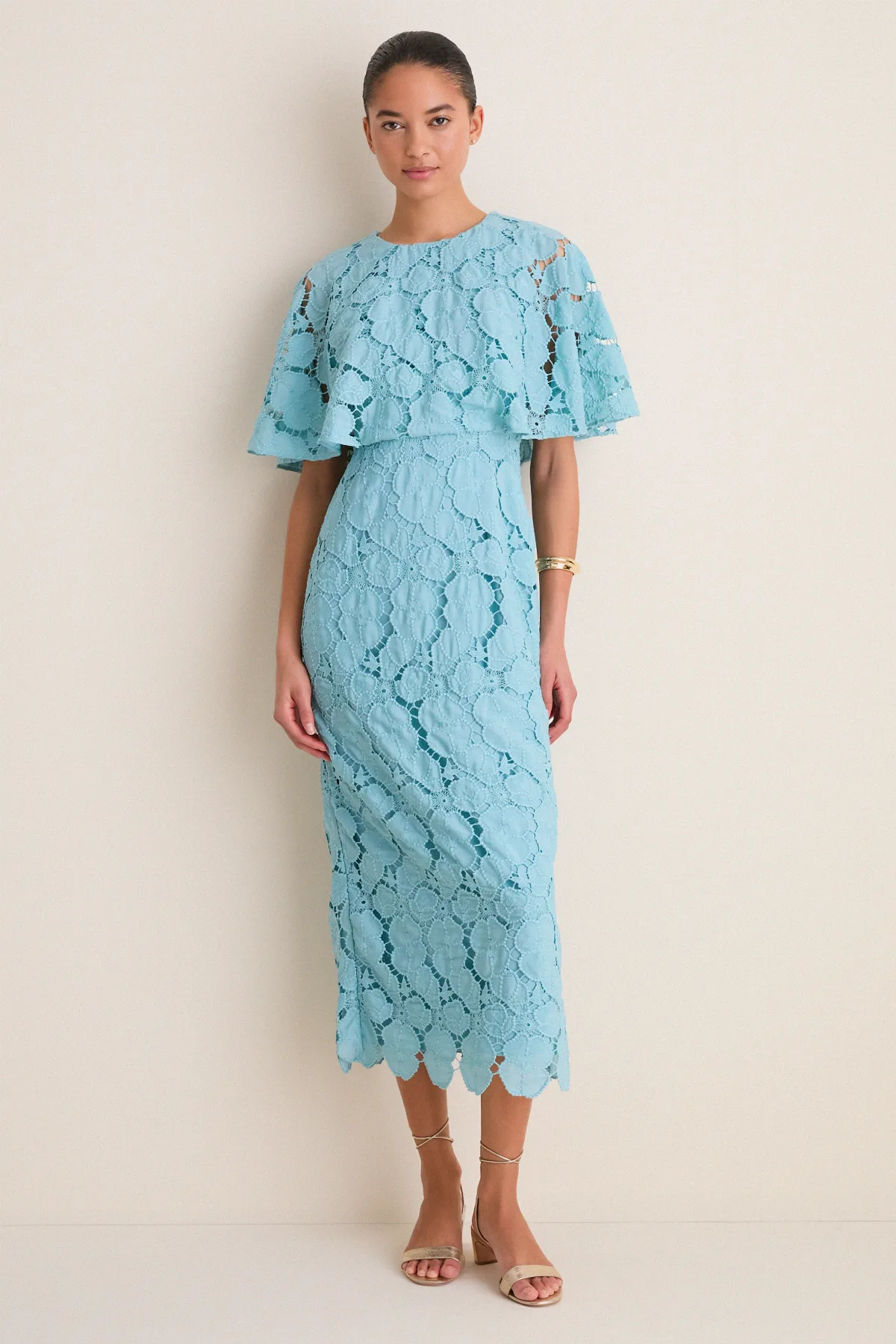Cameo Blue Eyelet Cape Leah Dress by Tuckernuck