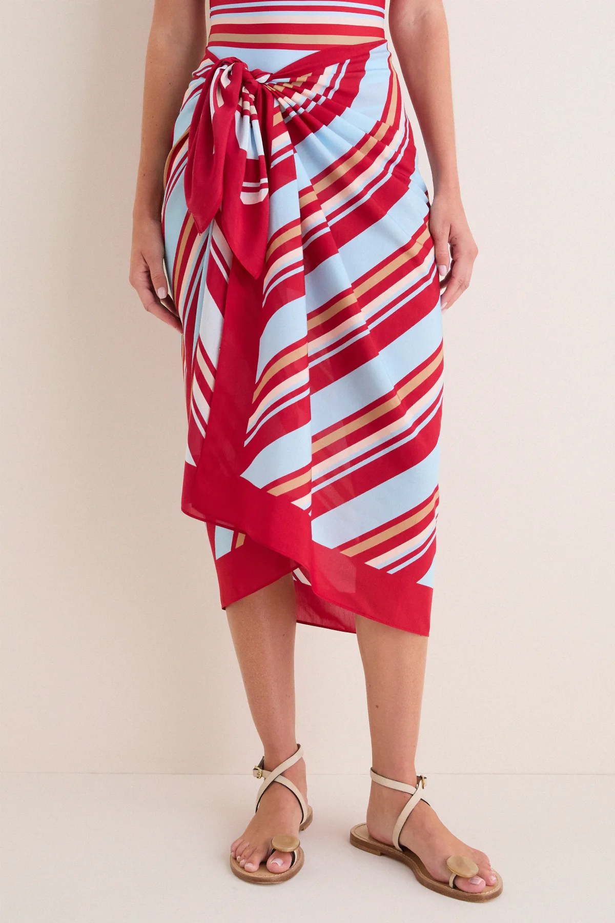Cranberry Copenhagen Stripe Long Pareo by Solid & Striped