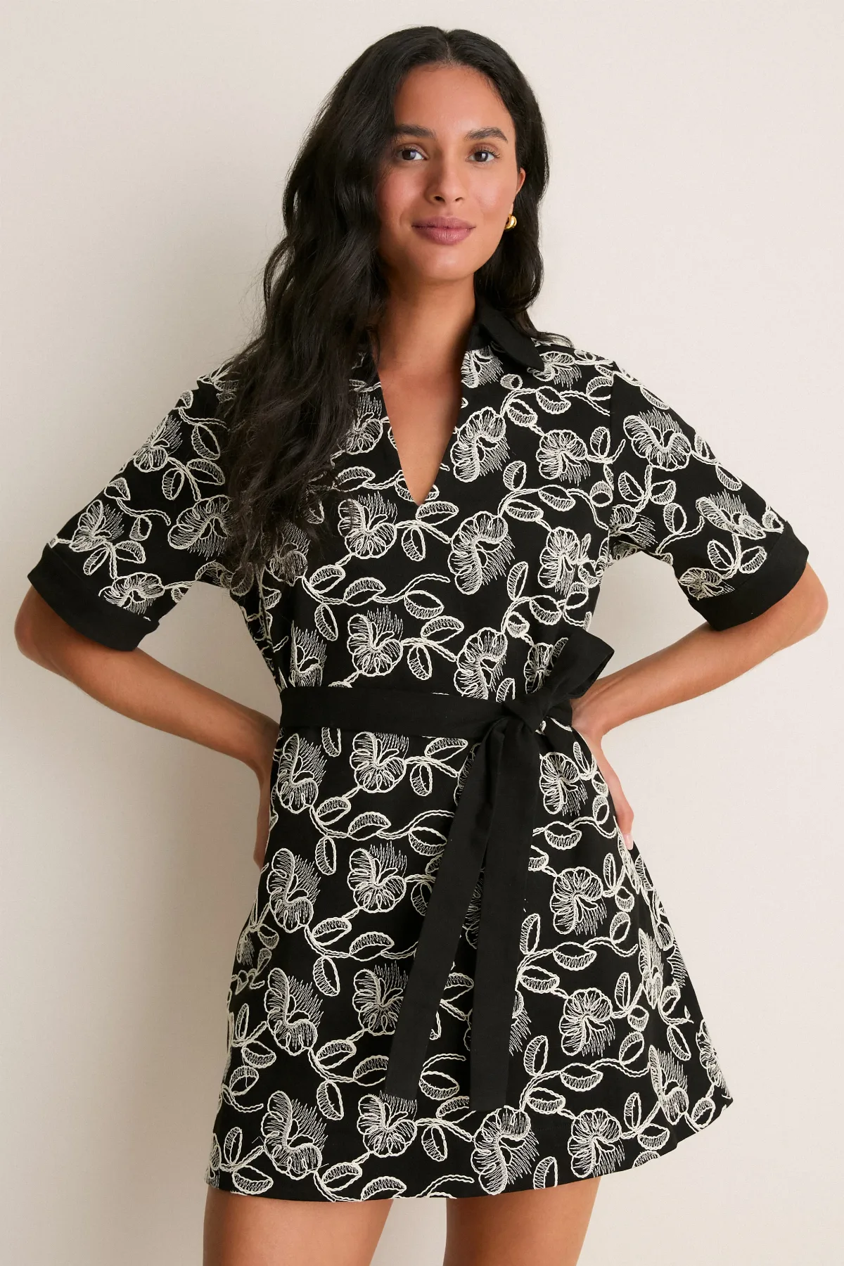 Embroidered Denim Drew Mini Dress by Hyacinth House