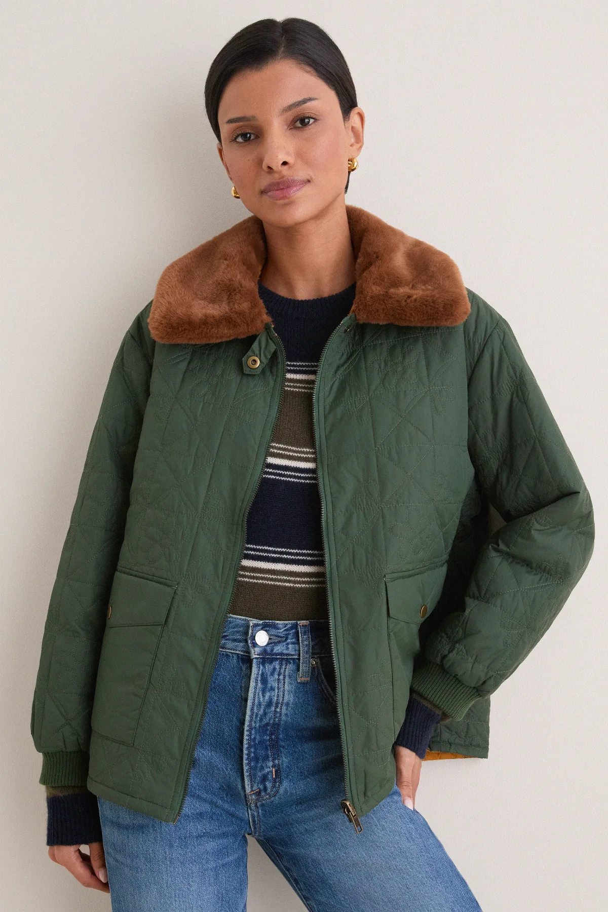 Pine and Amber Reversible Logger Puffer by THE GREAT. Outdoors