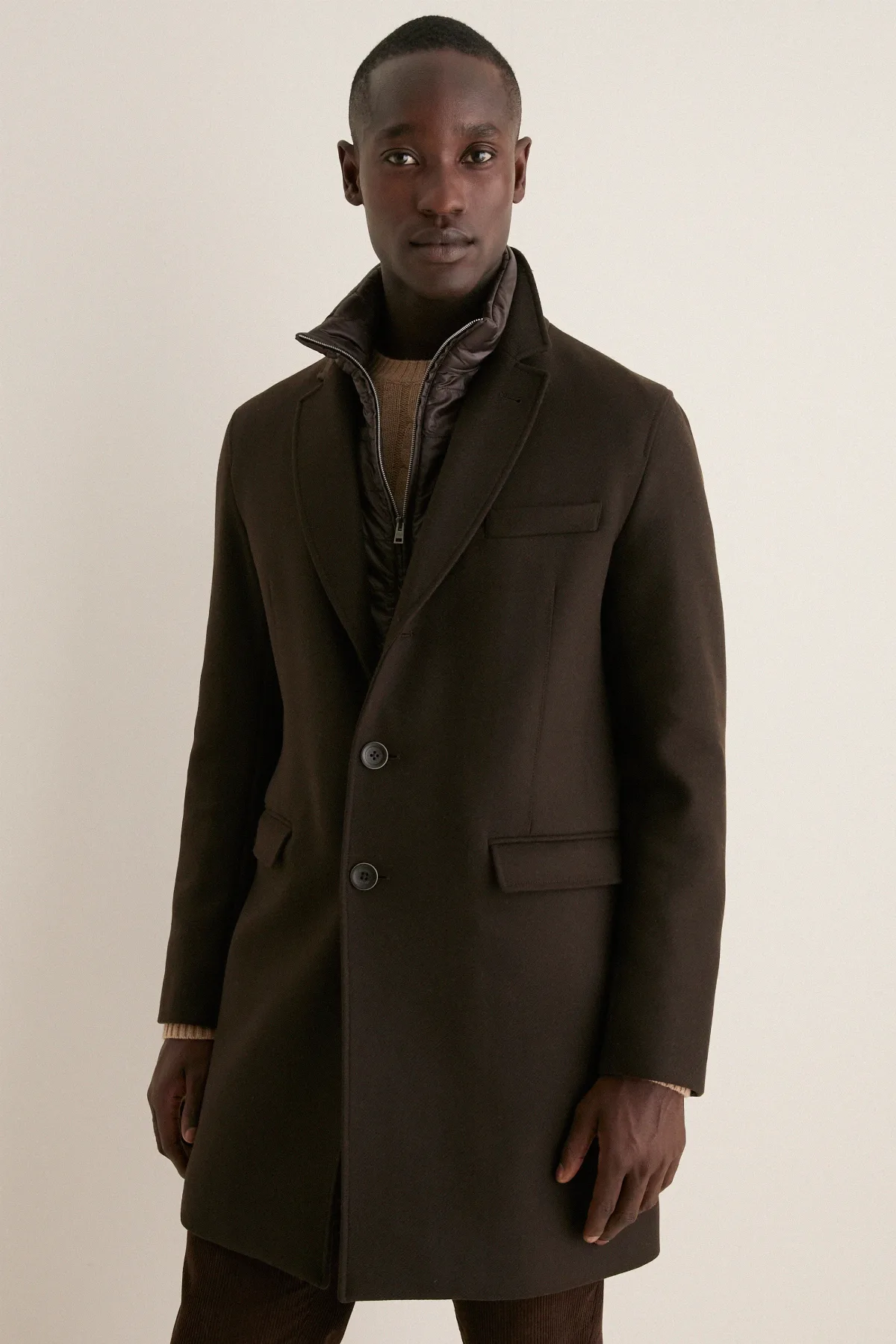 Diagonal Topcoat with Shiny Nylon Windguard by HERNO