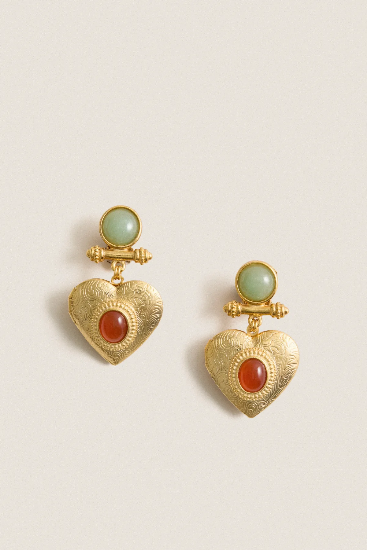 Gold Heart Locket Earrings by Ben Amun