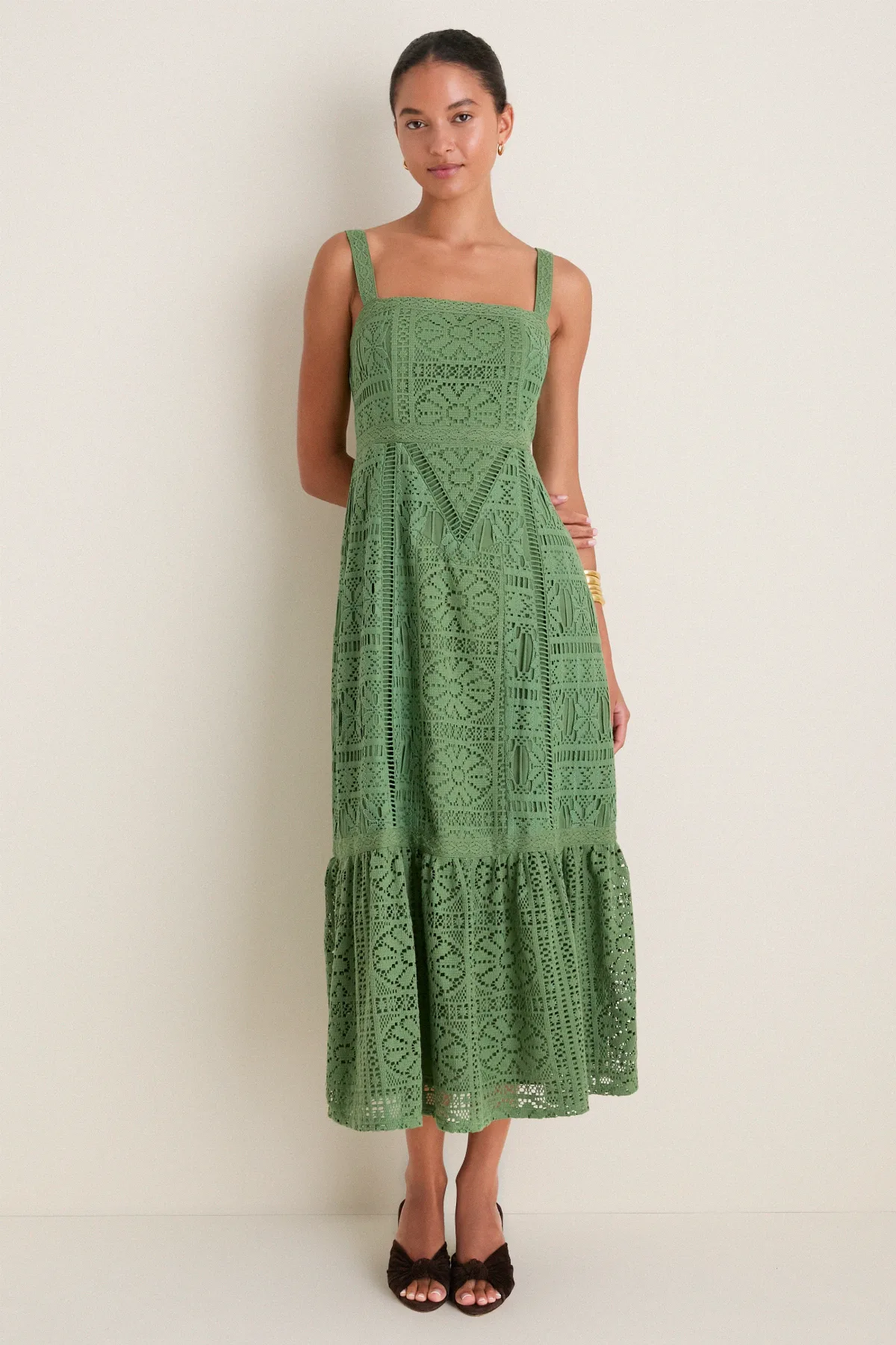 Pesto Lace Perrine Midi Dress by Tuckernuck