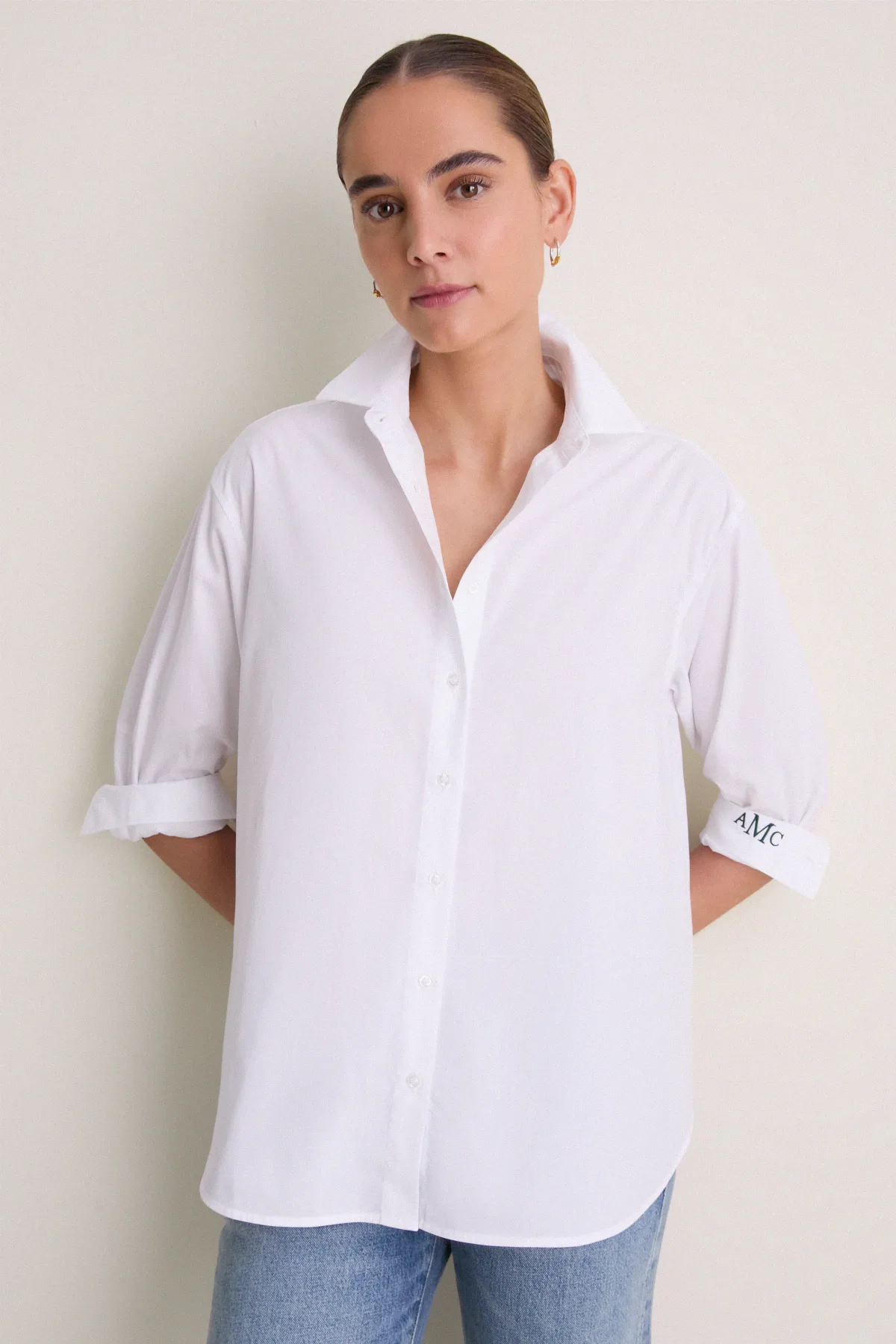 White Classic Cotton Jen Girlfriend Button Down by Tuckernuck