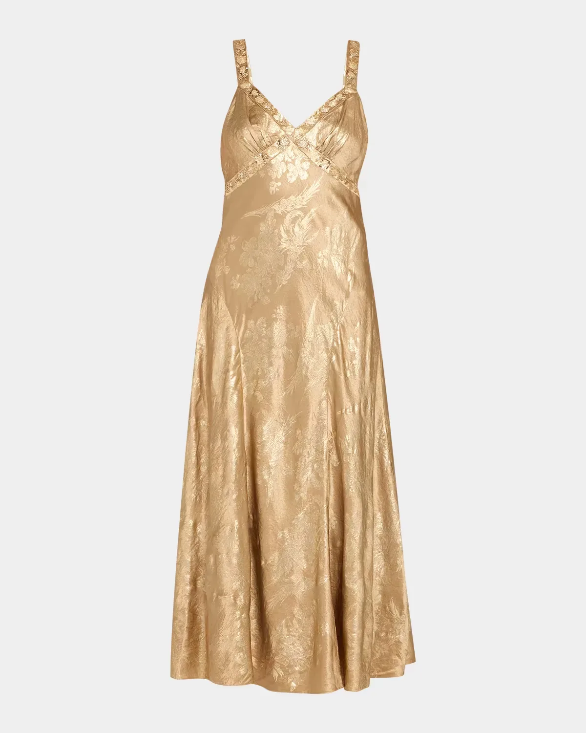Thalie Gilded Peony Jacquard Embellished Sleeveless Midi Dress by Cinq à Sept