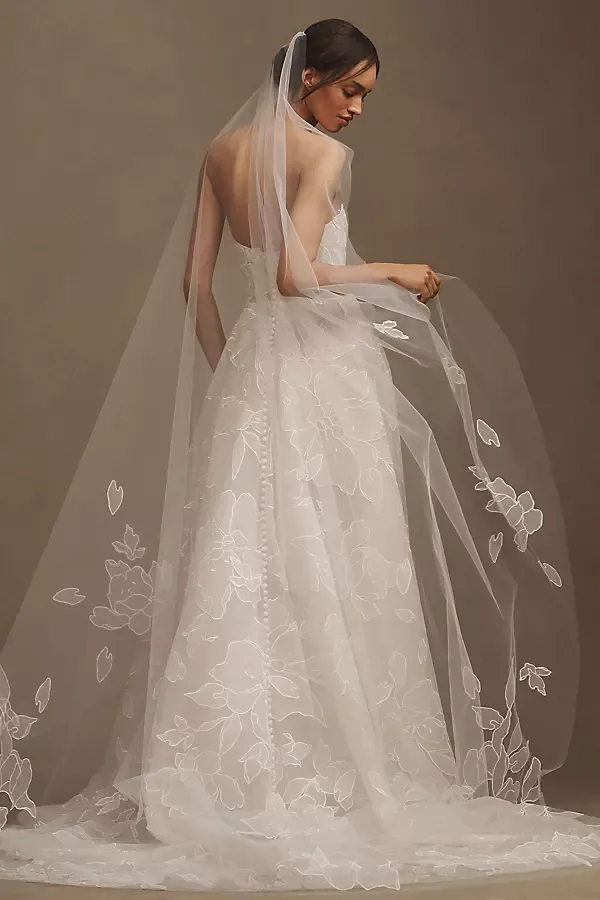 Lorelai Floral Appliqué Cathedral Veil by Jenny Yoo