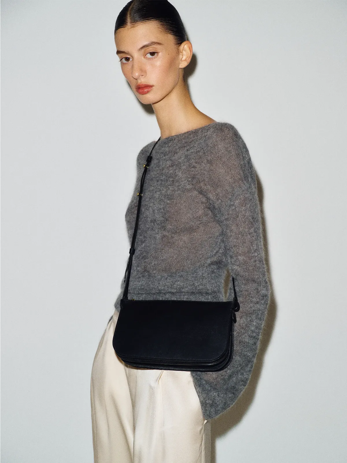 Rae Crossbody Bag Black Leather by Reformation