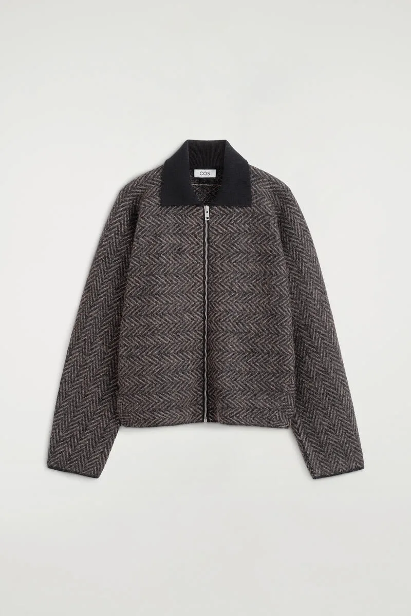 Sculpted Wool-Herringbone Zip-Up Jacket by COS
