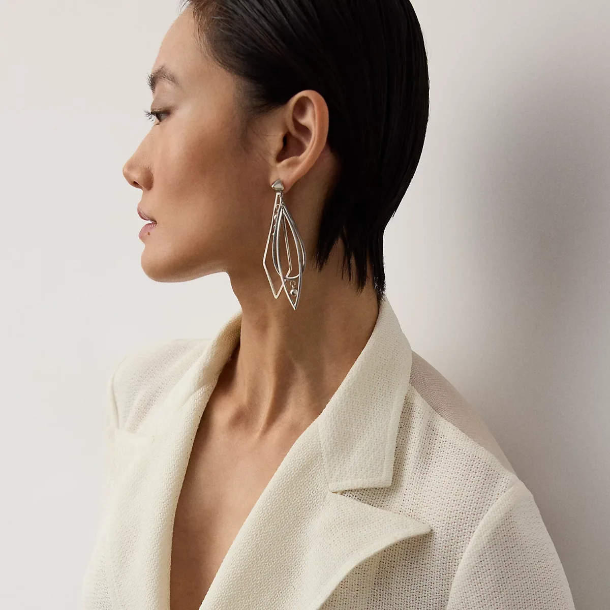 Silver-Tone Tear Hoop Dangle Earrings