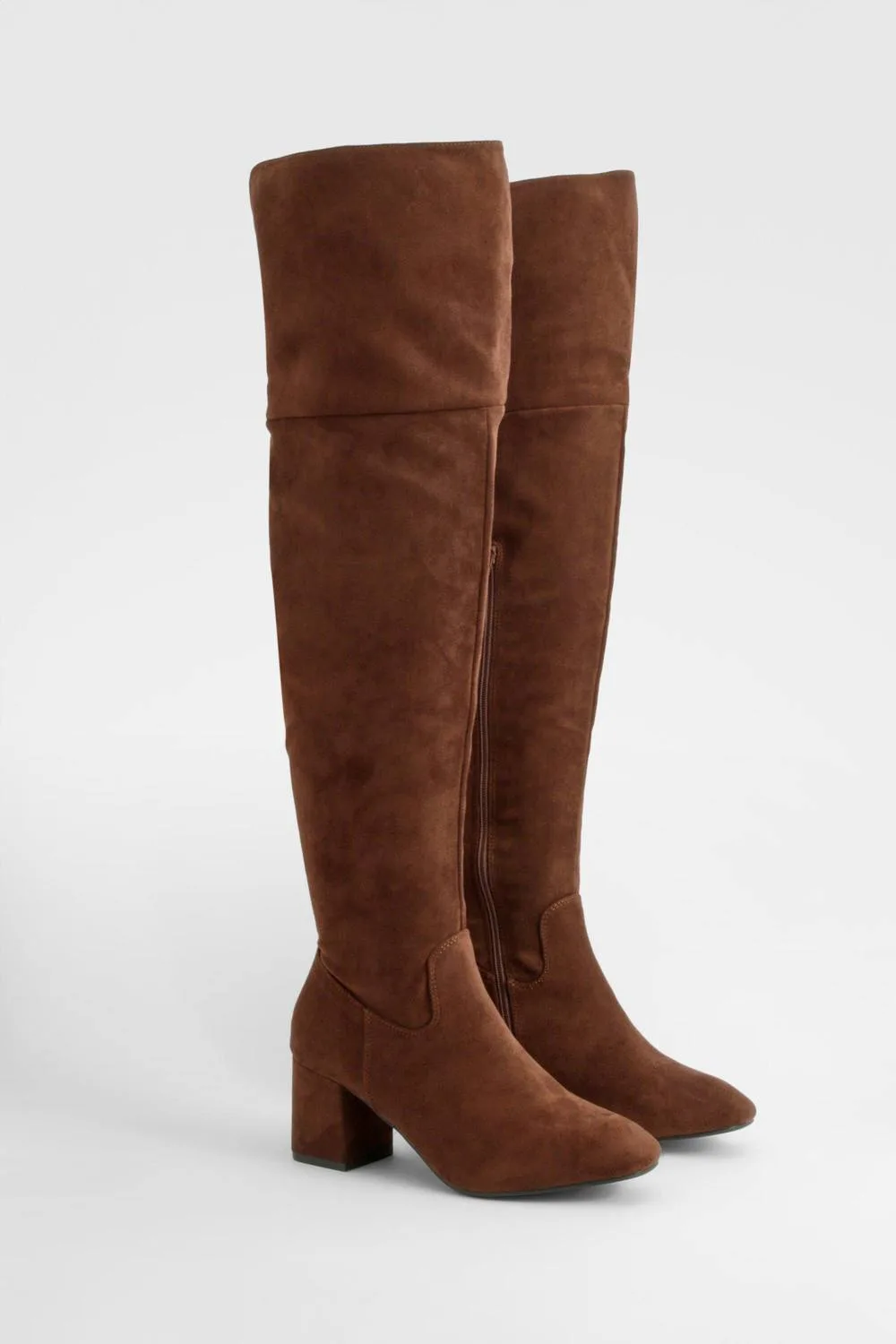 Faux Suede Block Heel Over the Knee High Boots