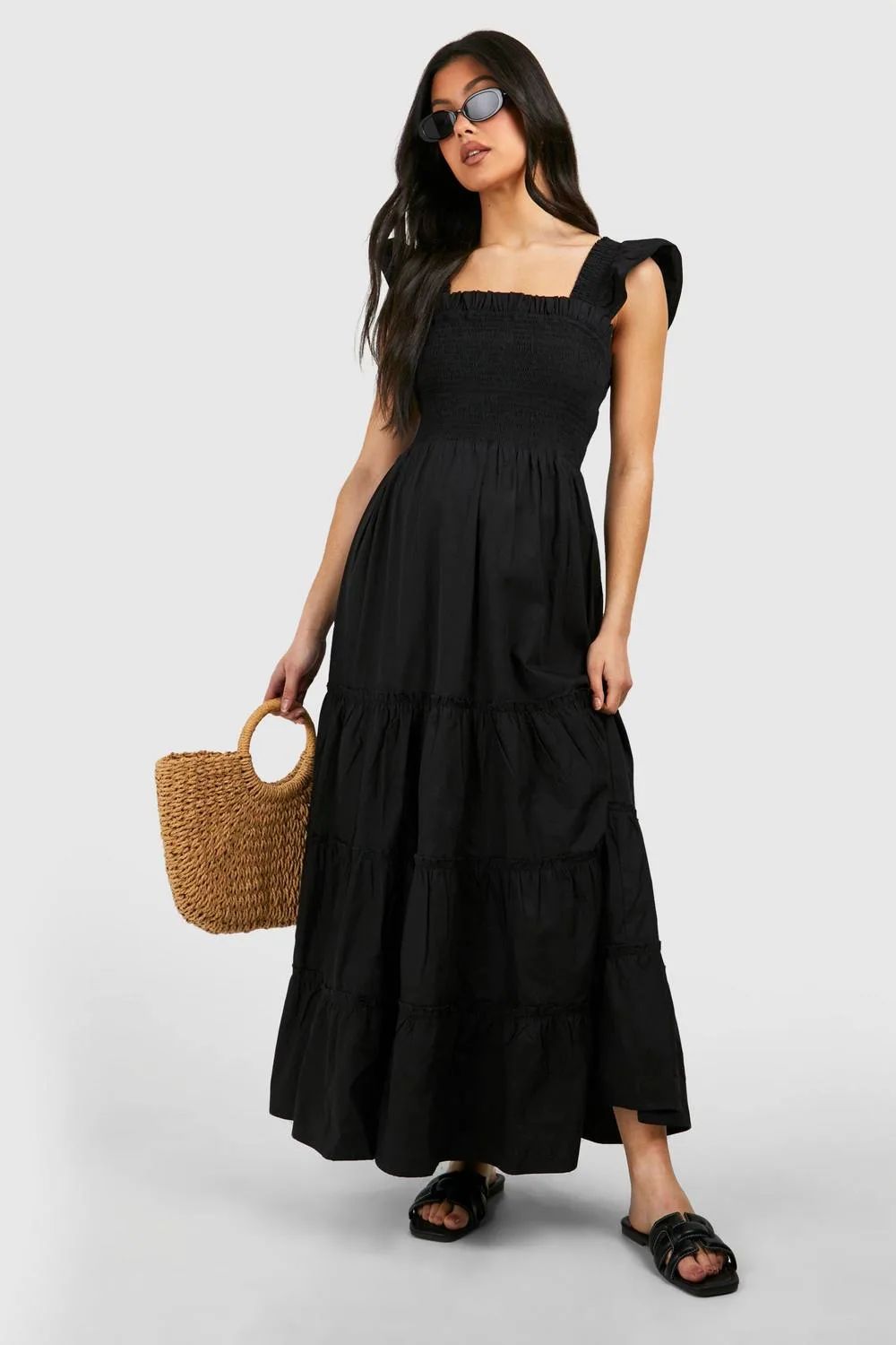 Maternity Frill Sleeve Midaxi Dress by boohoo