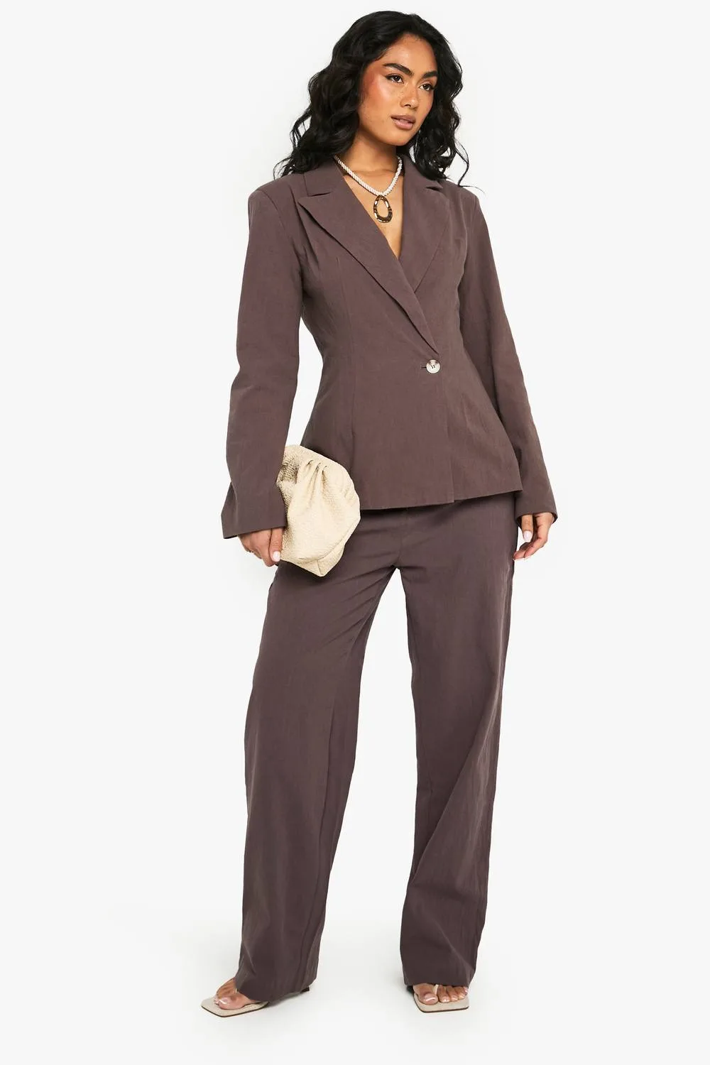 Linen Tailored Straight Leg Trouser by boohoo