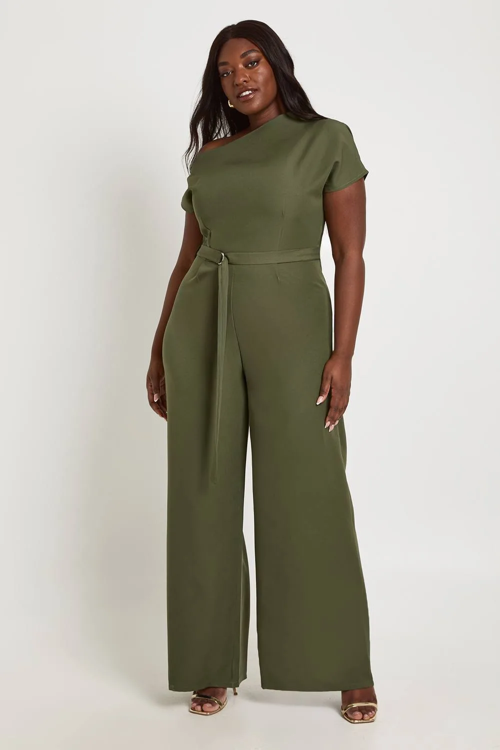 Asymmetric Belted Jumpsuit by boohoo