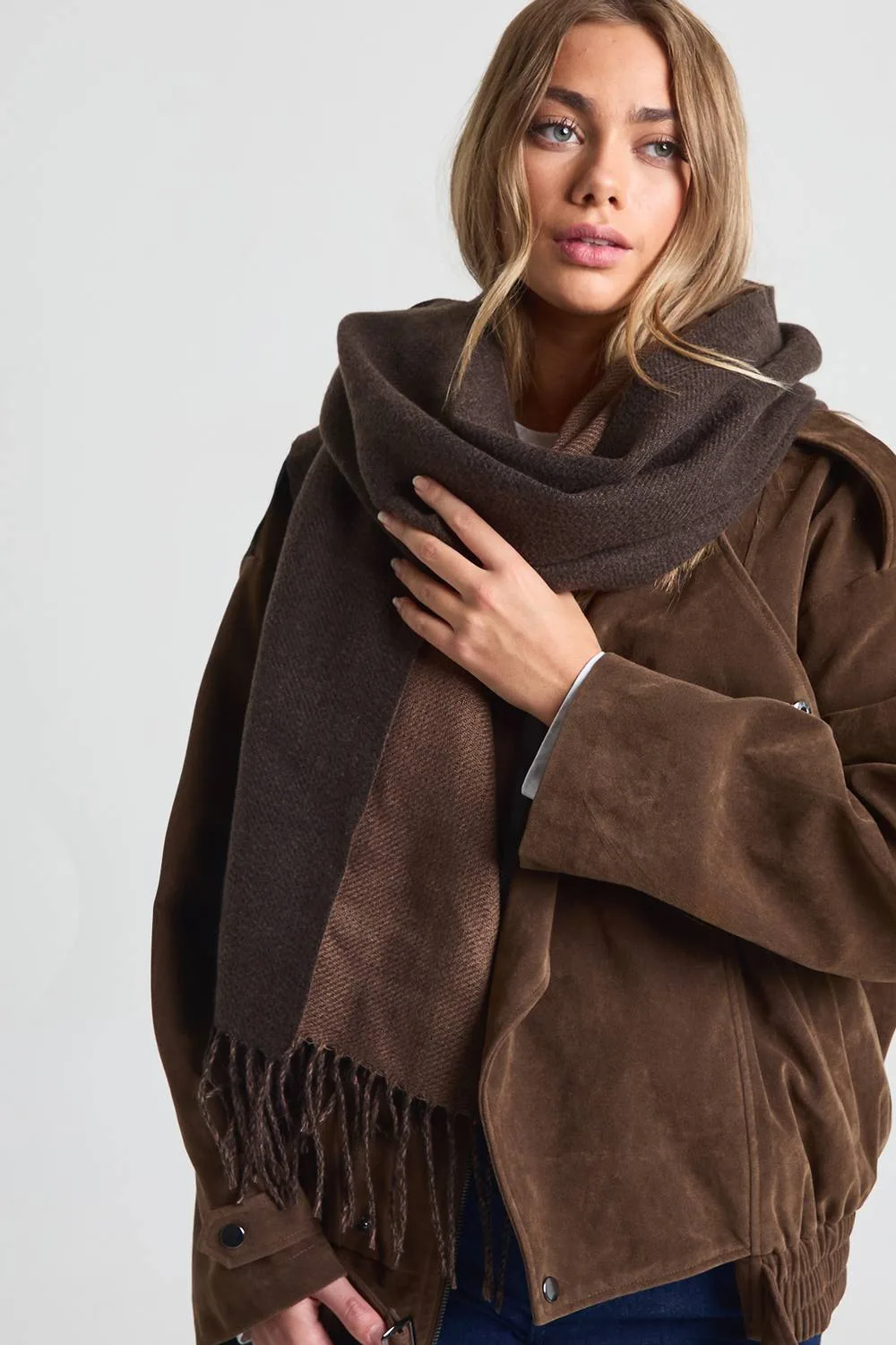 Reversible Tassel Lightweight Blanket Scarf by boohoo