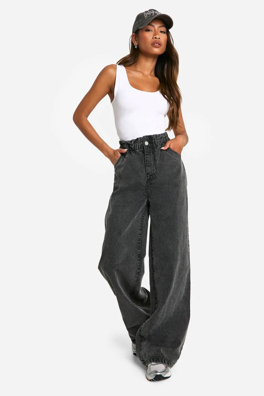 Elasticated Waistband High Waist Wide Leg by boohoo