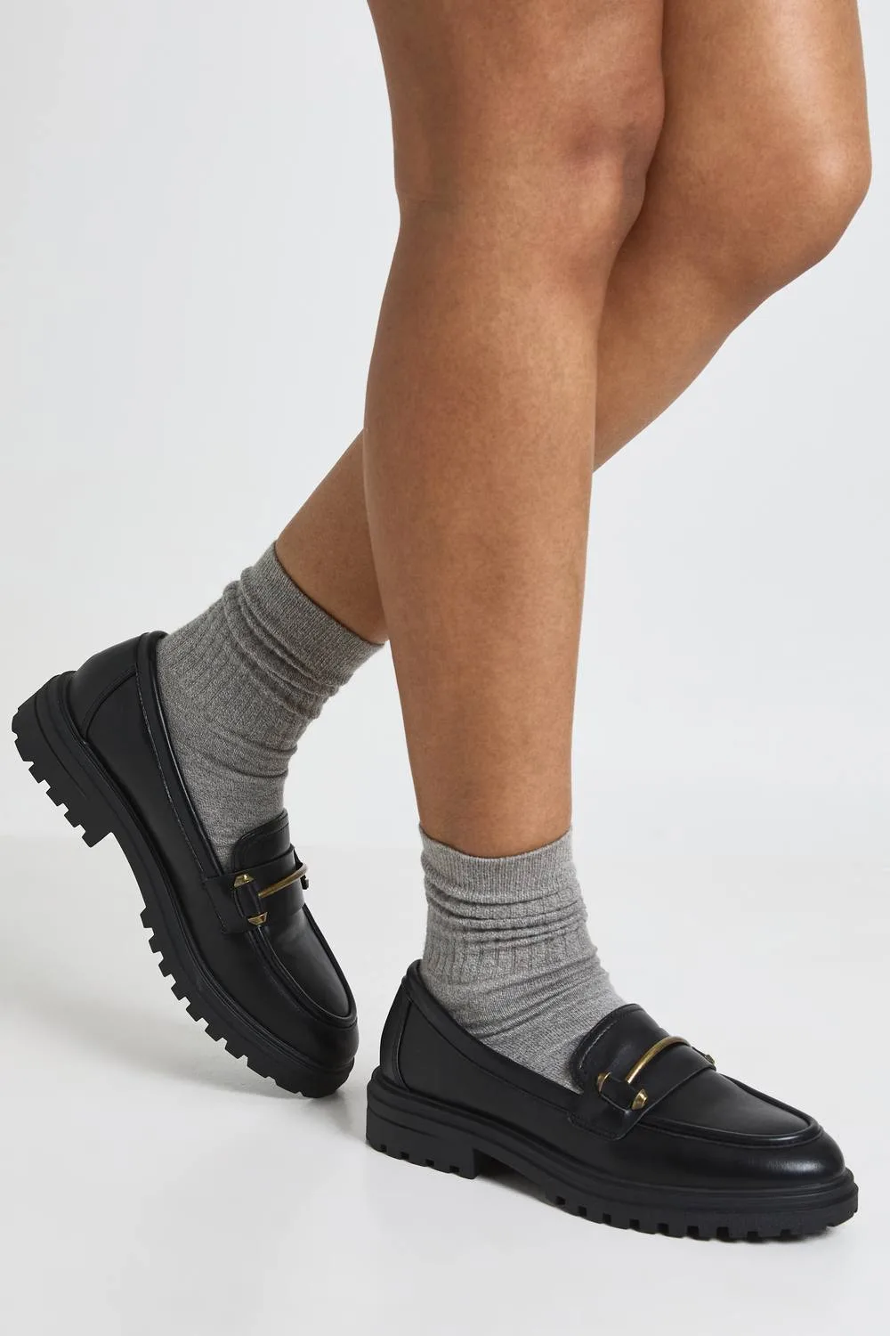 Chunky Bar Detail Loafers by boohoo