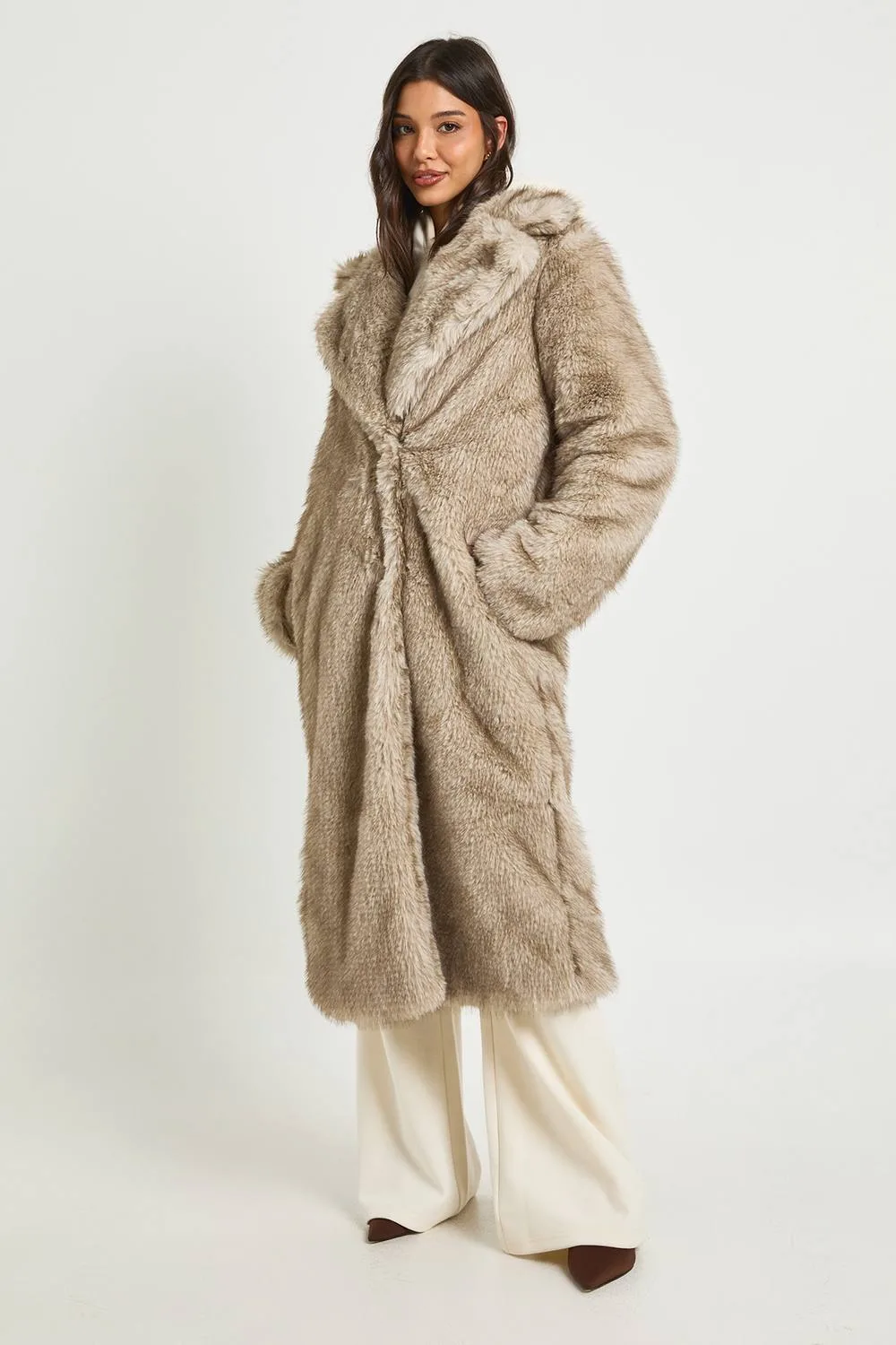 Vintage Look Faux Fur Maxi Jacket by boohoo