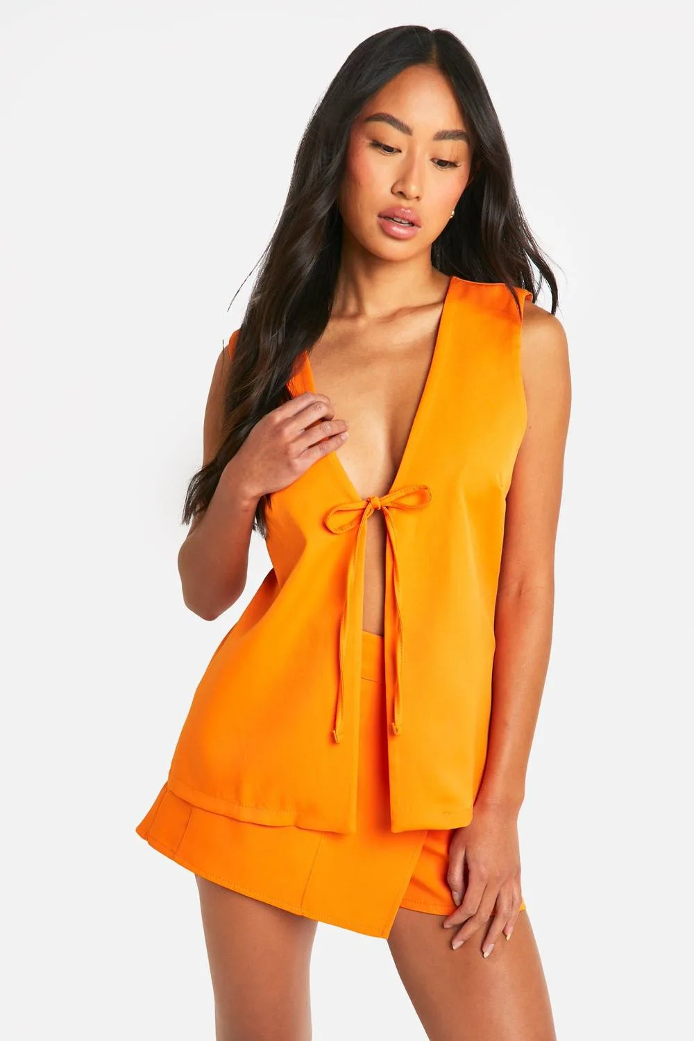 Plunge Front Waistcoat by boohoo