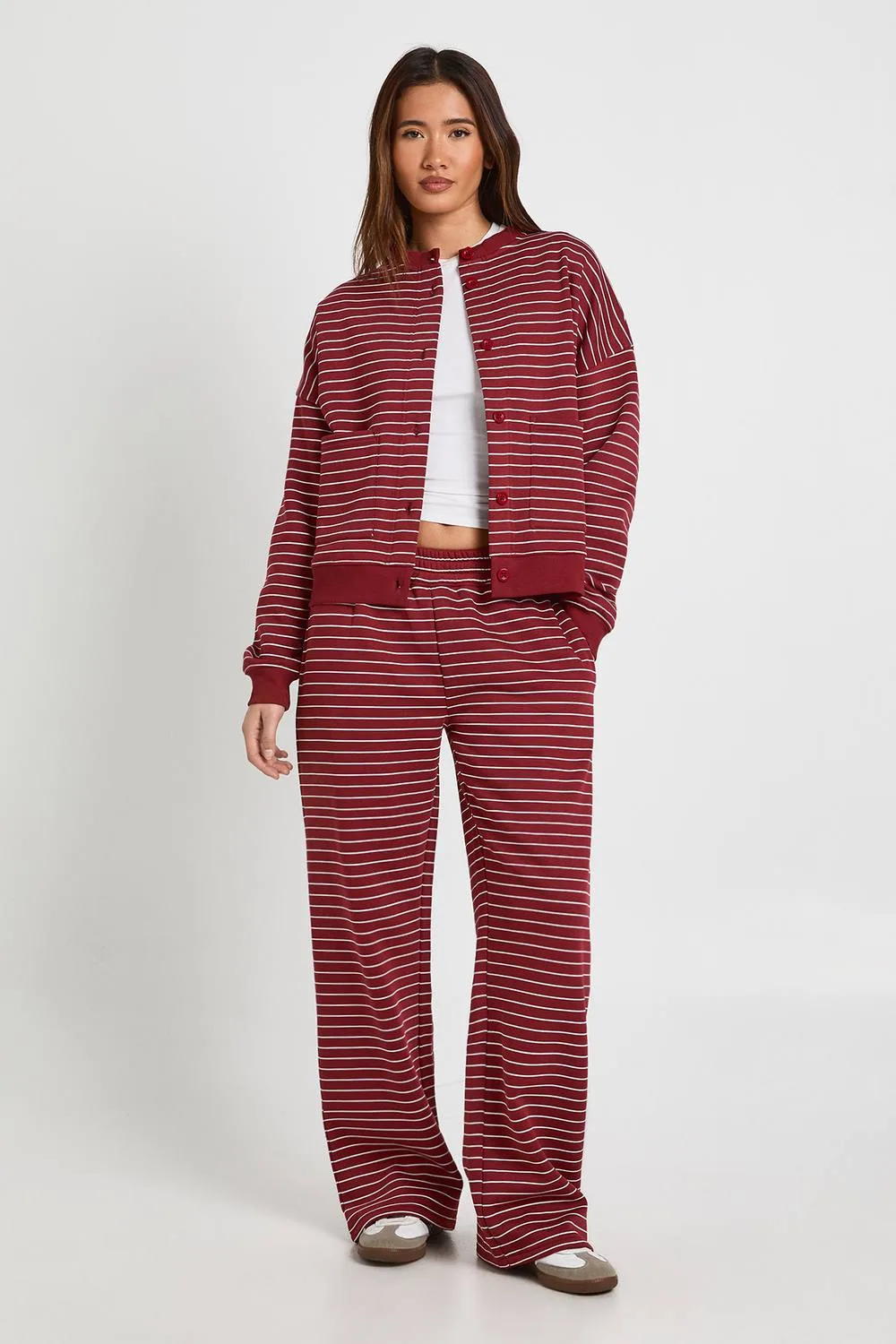 Stripe Straight Leg Jogger Pants by boohoo