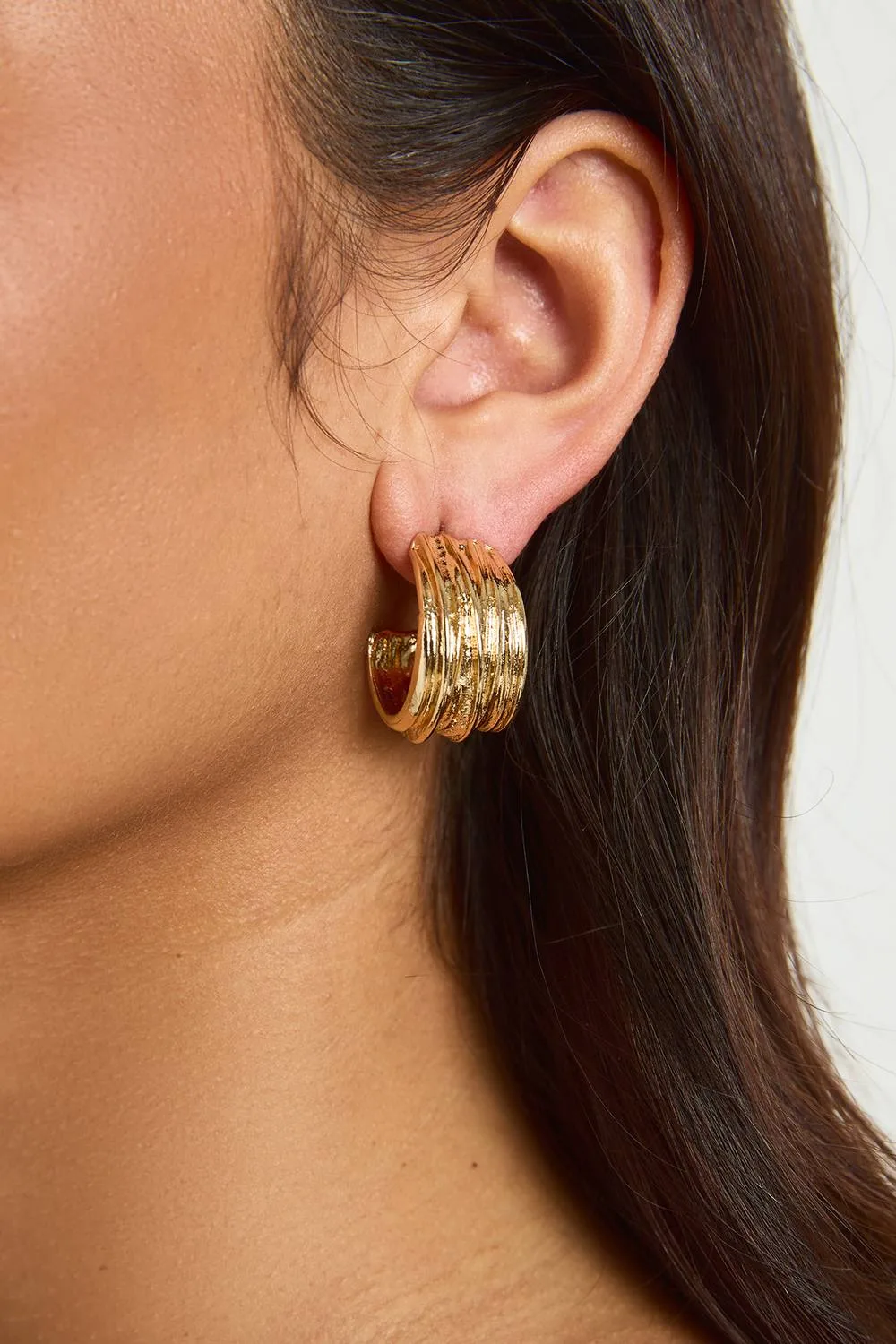 Chunky Embossed Hoop Earrings by boohoo
