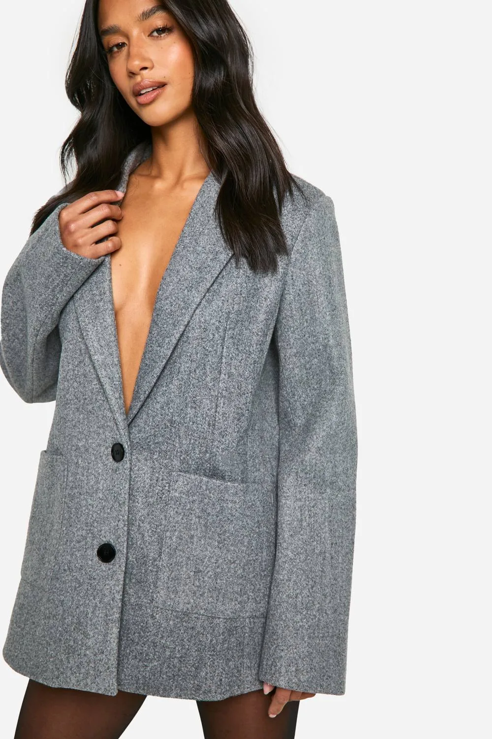 Wool Look Blazer by boohoo