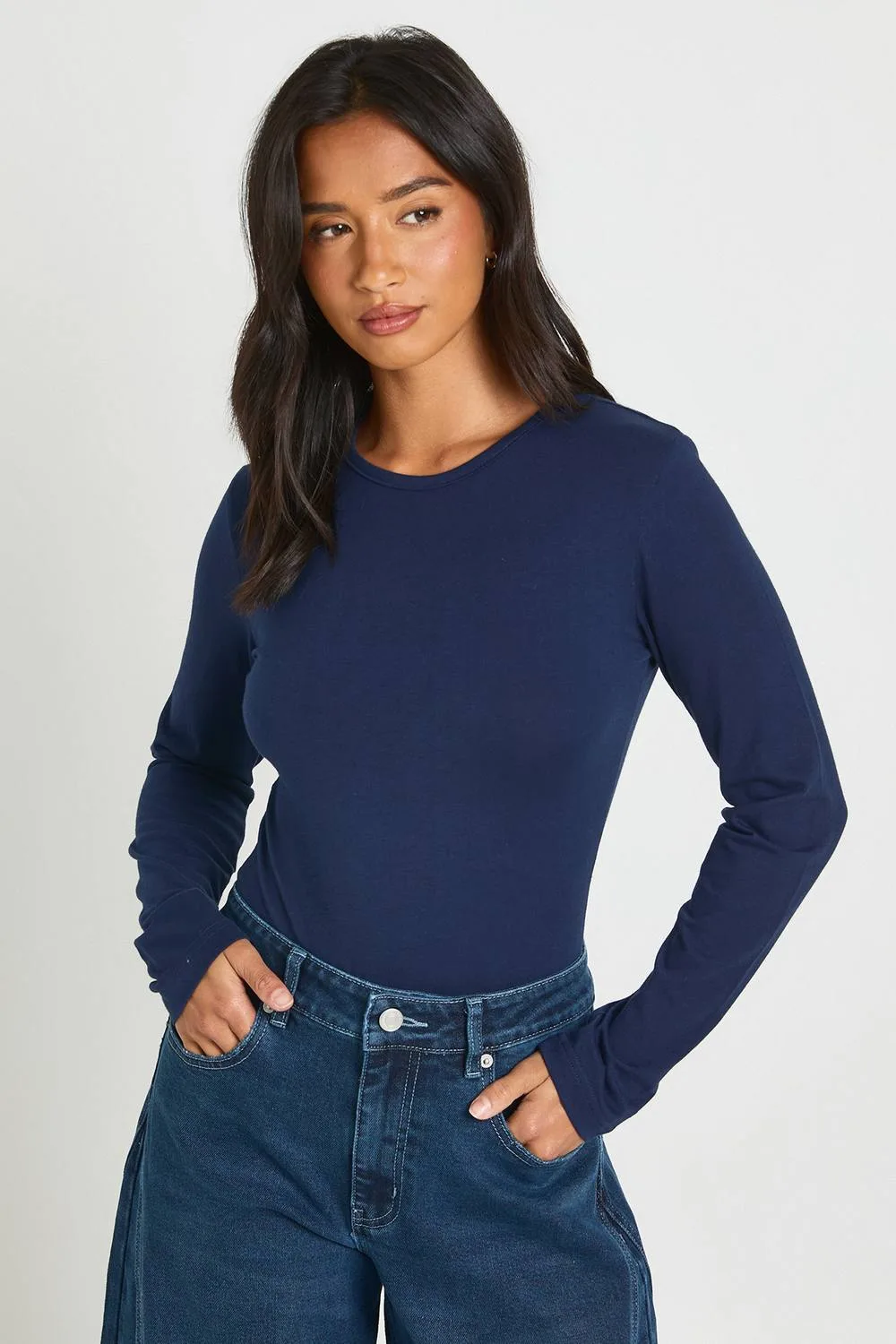 Basic Long Sleeve Crew Neck Bodysuit by boohoo
