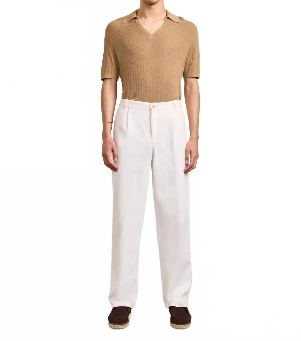 Joaquim Knit Polo in Dried Moss by FRESCOBAL CARIOCA