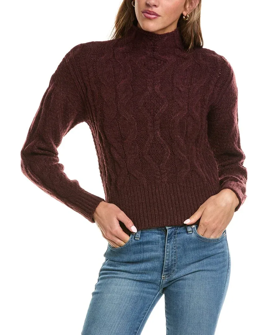Oversized Cable Funnel Neck Pullover by 525 America