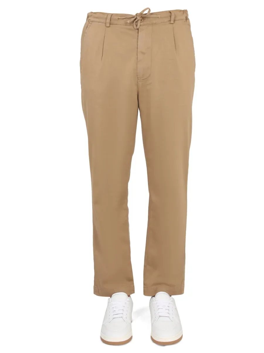 Straight-Leg Casual Pants with Front Button Closure