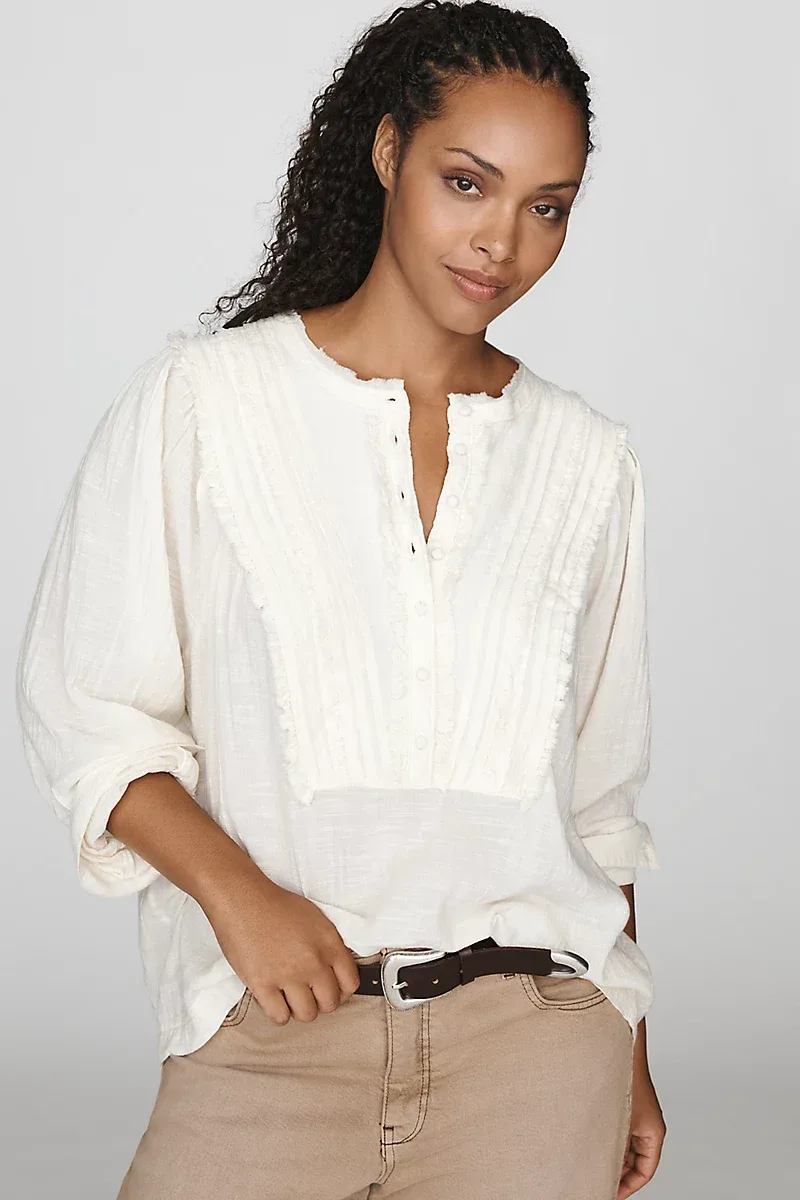 100% Cotton Ruffle Blouse by Pilcro