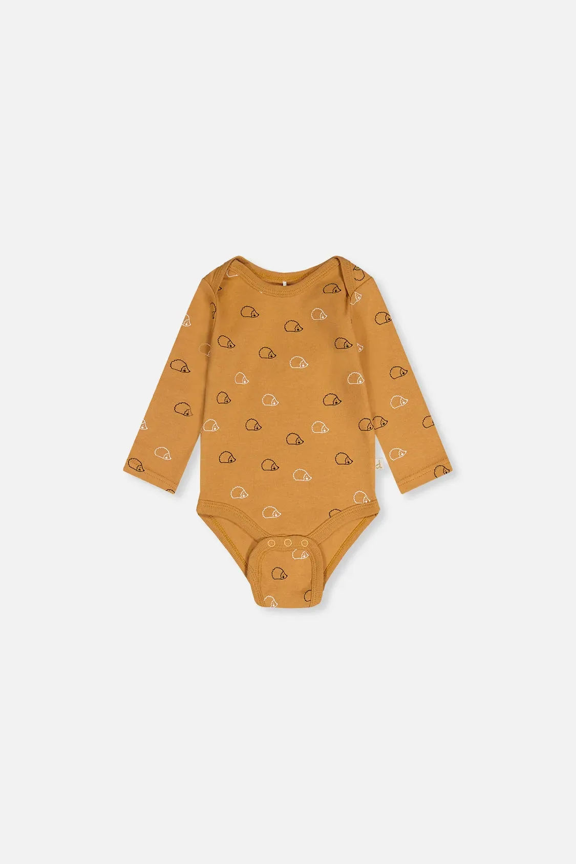 Three Pack Organic Cotton Onesie Brown Printed Hedgehogs by Deux par Deux