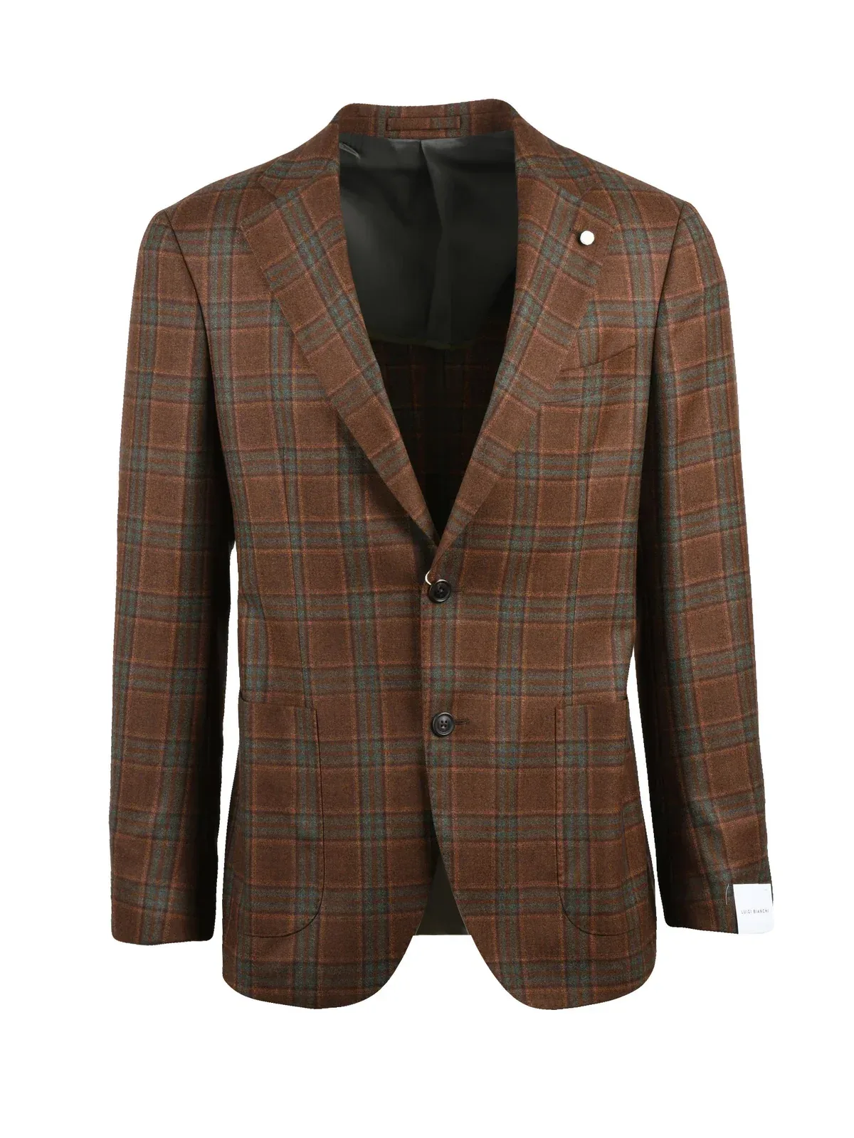Rounded Virgin Wool Jacket with Distinctive Plaid Pattern by LUIGI BIANCHI