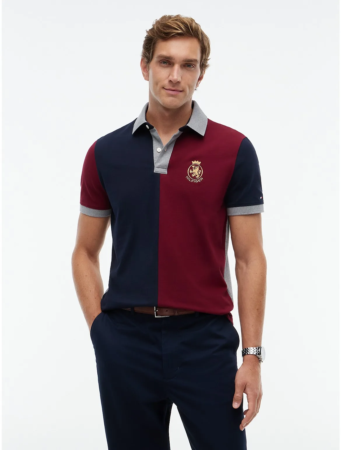 Regular Fit Split Colorblock Polo by Tommy Hilfiger