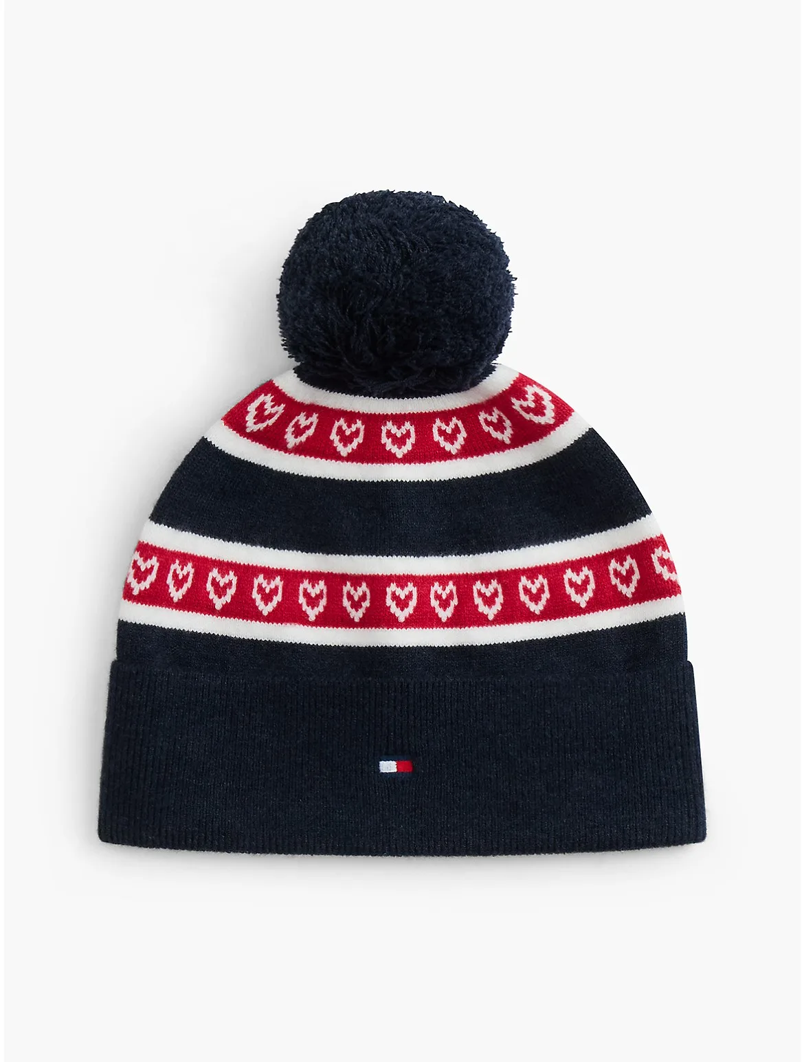 Heart & Stripe Pom Beanie by Tommy Hilfiger