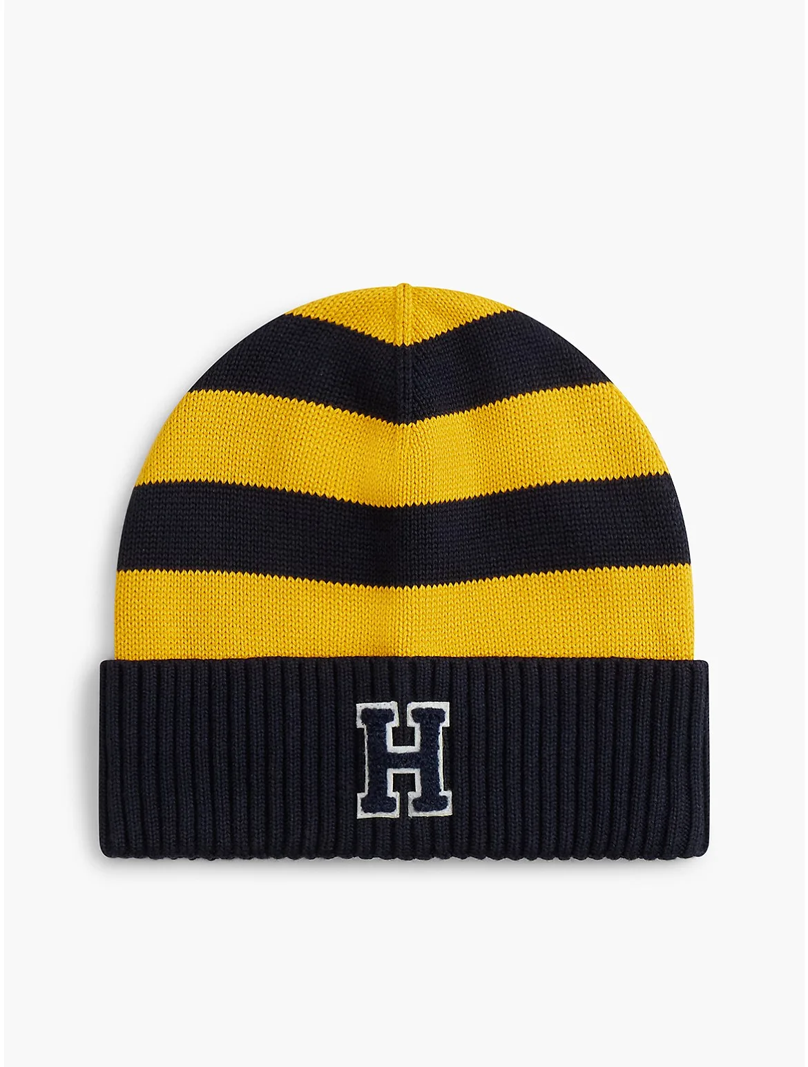H Patch Striped Pom Beanie by Tommy Hilfiger