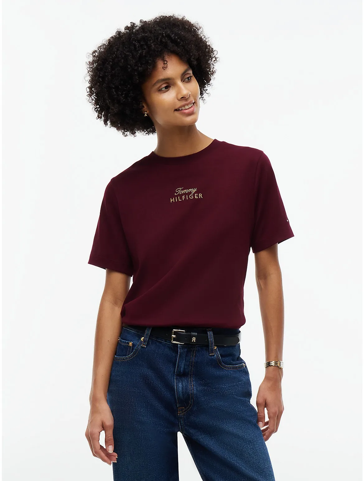 Embroidered Script Interlock T-Shirt by Tommy Hilfiger