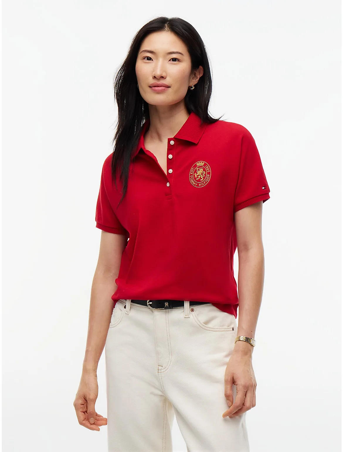 Regular Fit Embroidered Crest Polo by Tommy Hilfiger