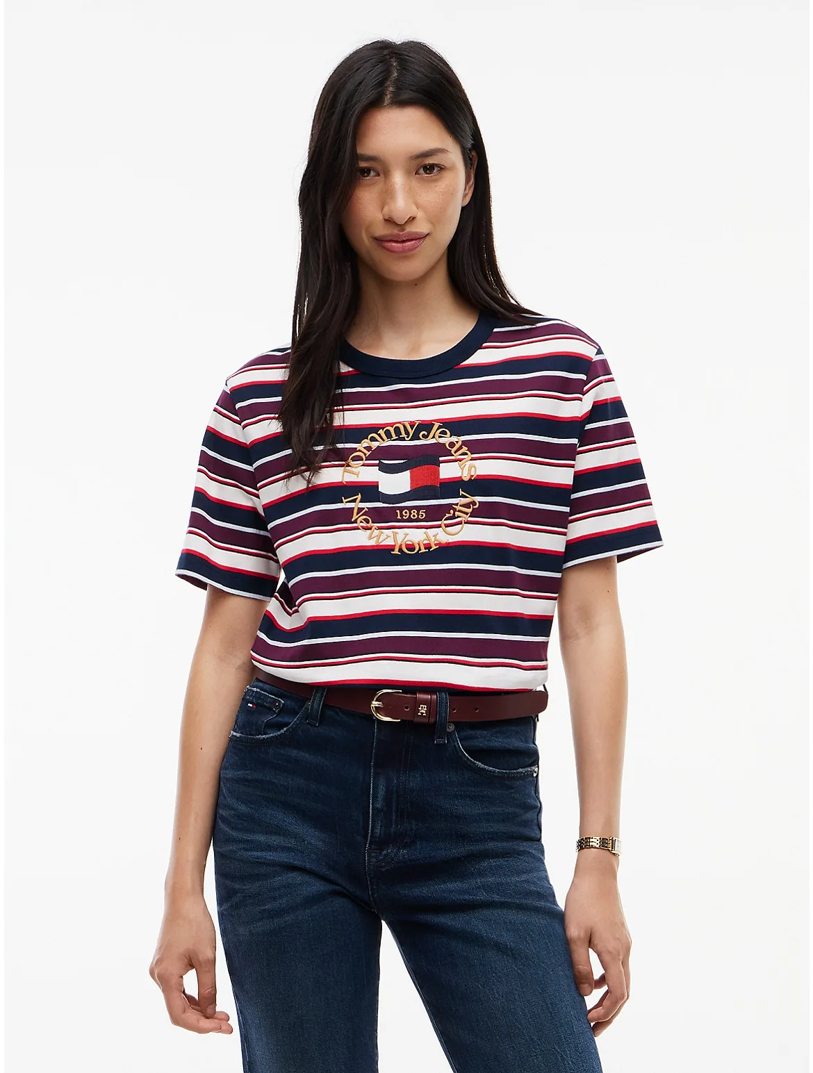 Tommy Jeans NYC Logo Striped T-Shirt by Tommy Hilfiger